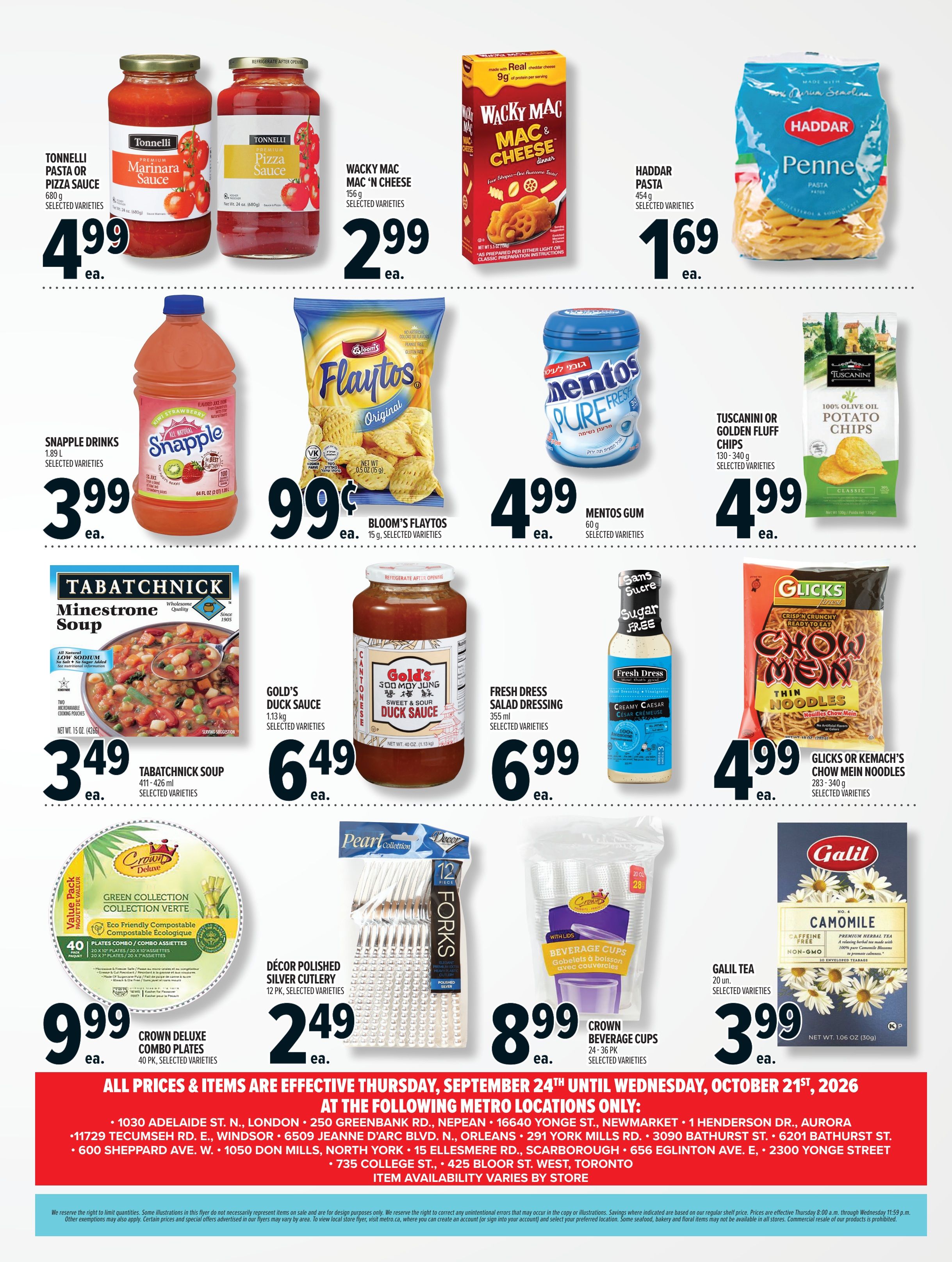 Metro (ON) Kosher Flyer September 24 to October 21