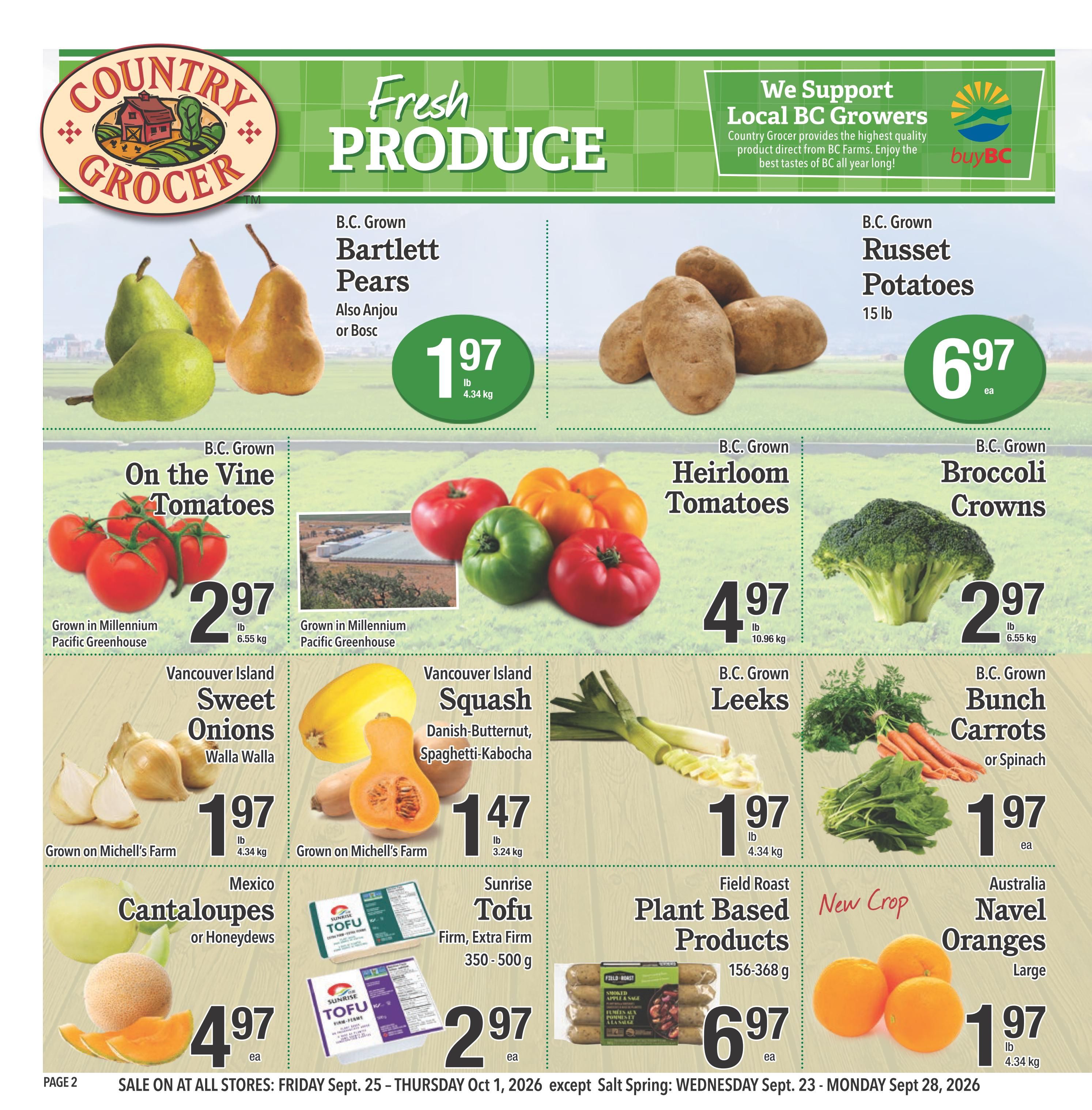 Country Grocer Flyer September 25 to October 1