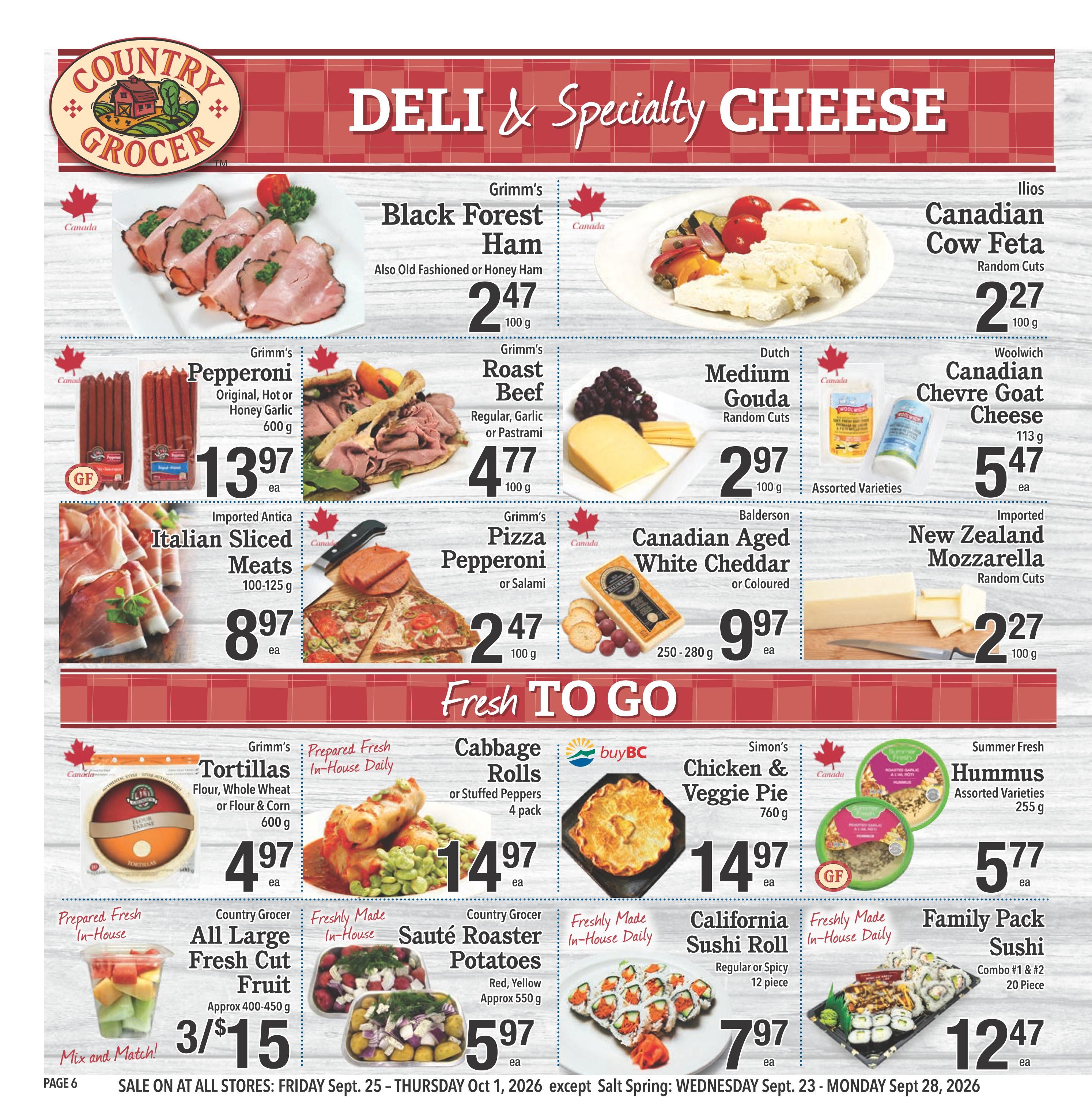 Country Grocer Flyer September 25 to October 1