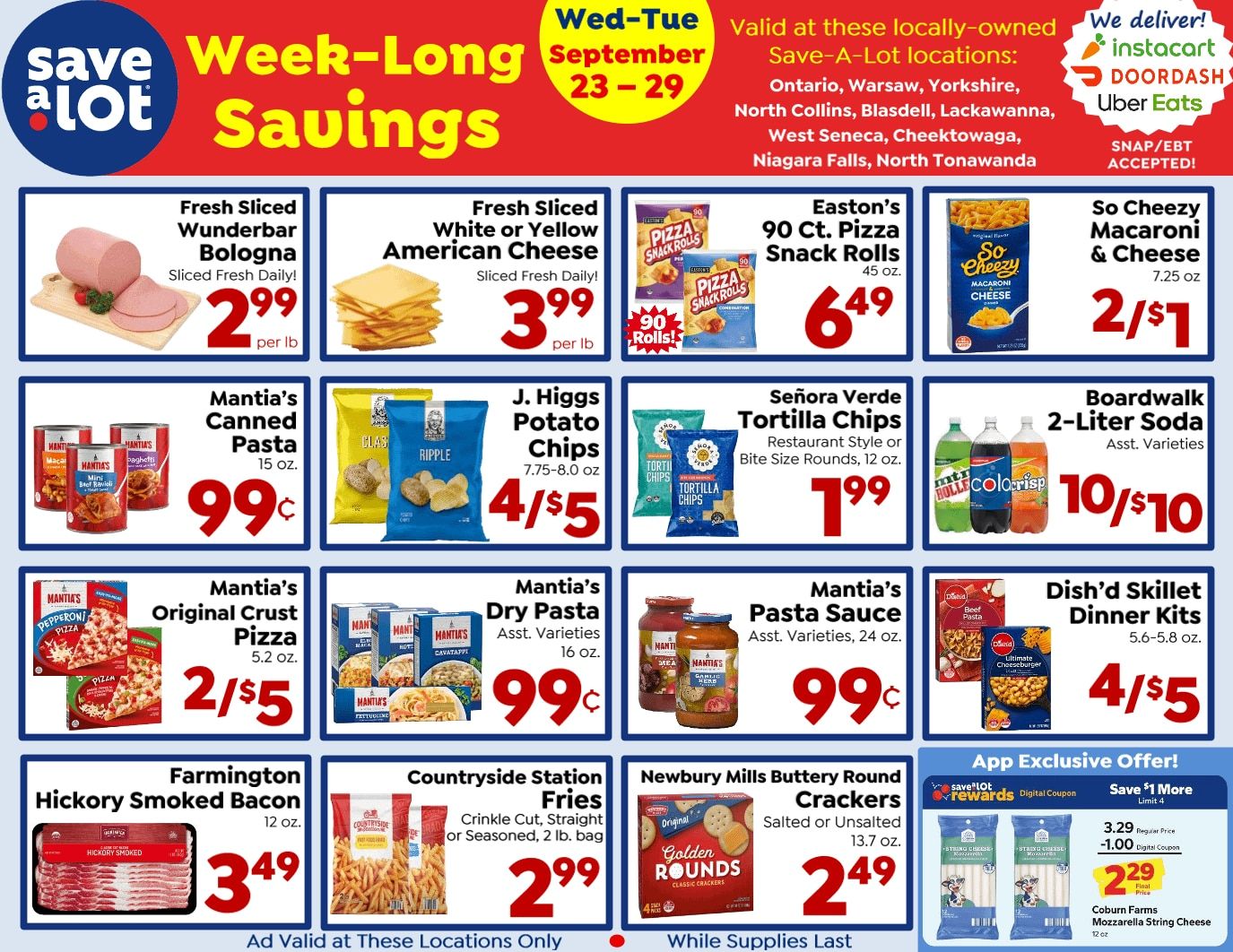 Save a Lot Food Stores (North Tonawanda, NY) Weekly Ad September 23 - 29, 2026