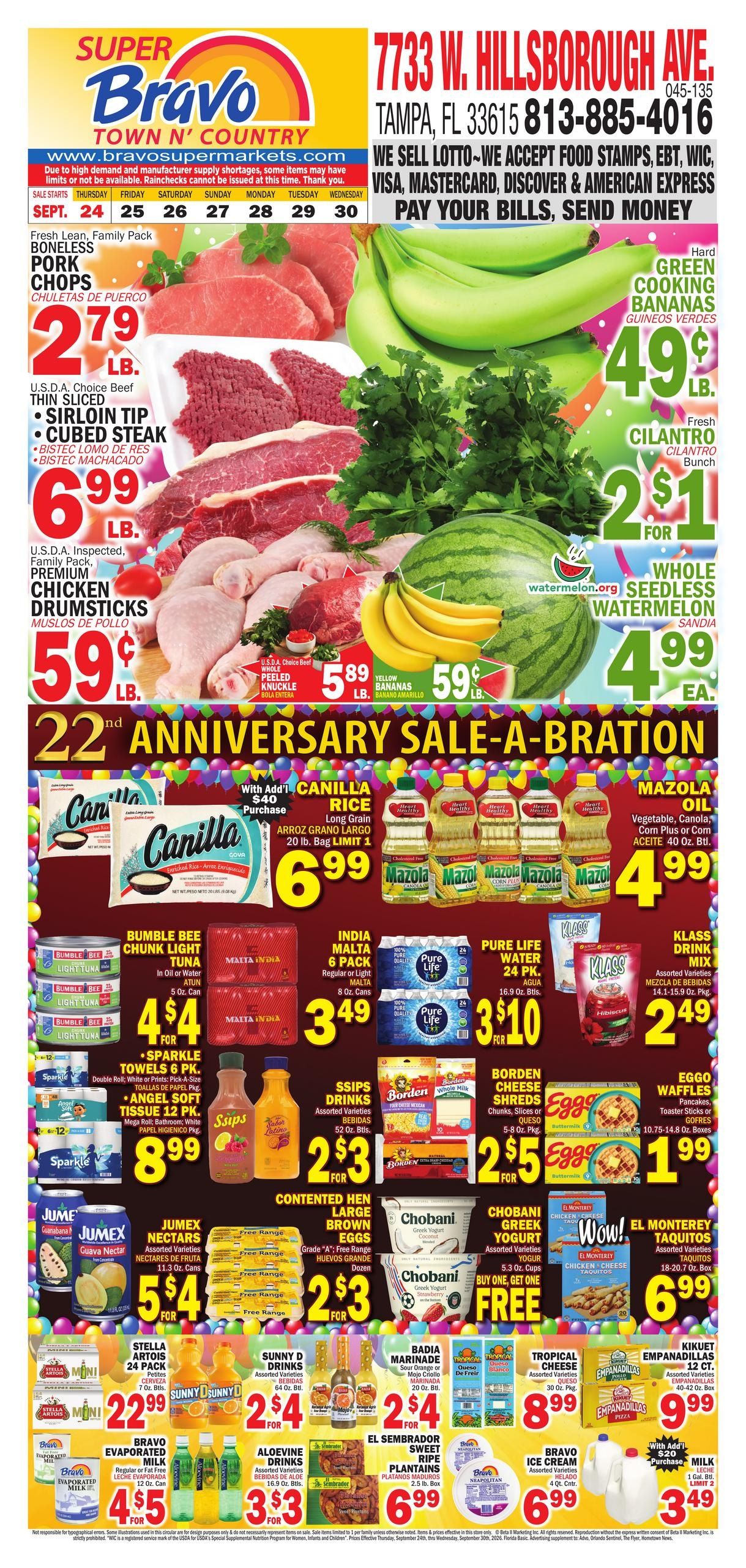 Bravo Supermarket (Bay Pines Area, FL) Bravo Florida Weekly Weekly Ad September 24 - 30, 2026