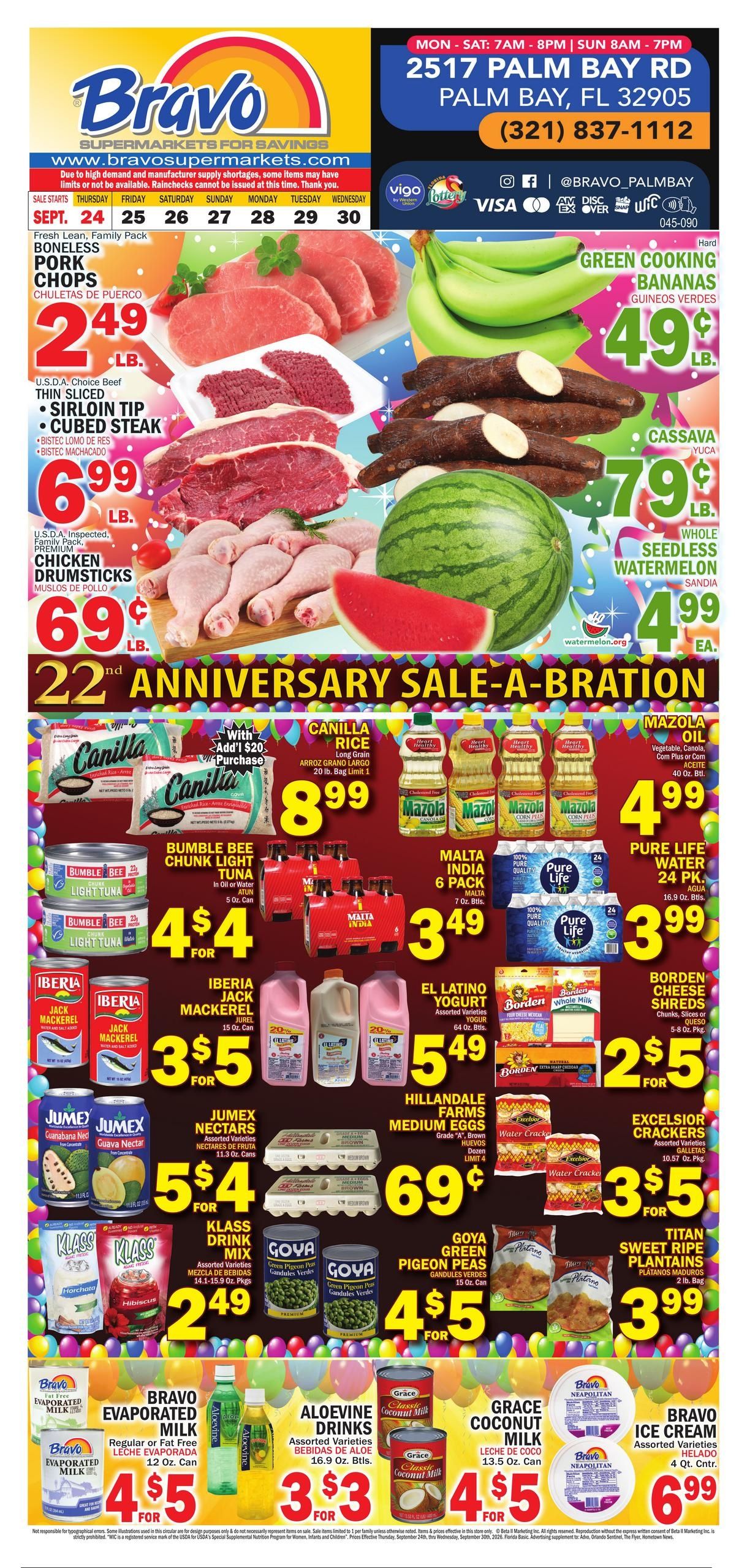 Bravo Supermarket (Palm Bay Area, FL) Bravo Florida Weekly Weekly Ad September 24 - 30, 2026
