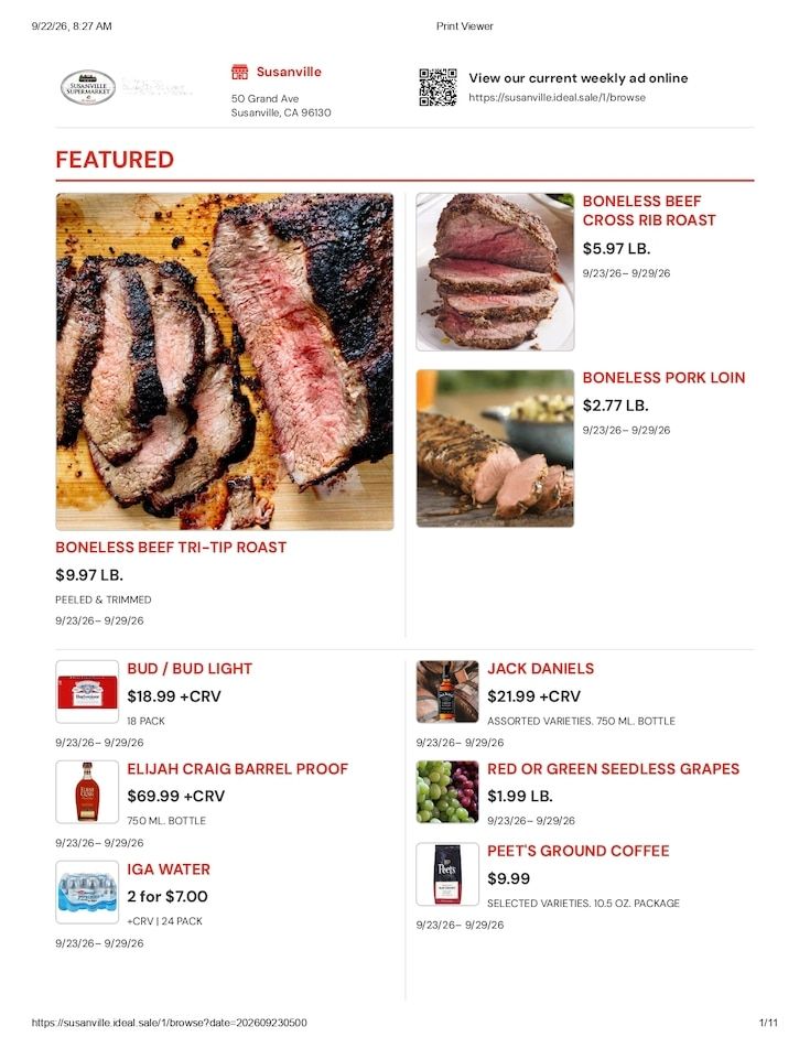 Susanville Supermarket IGA Weekly Ad September 23 - 29, 2026