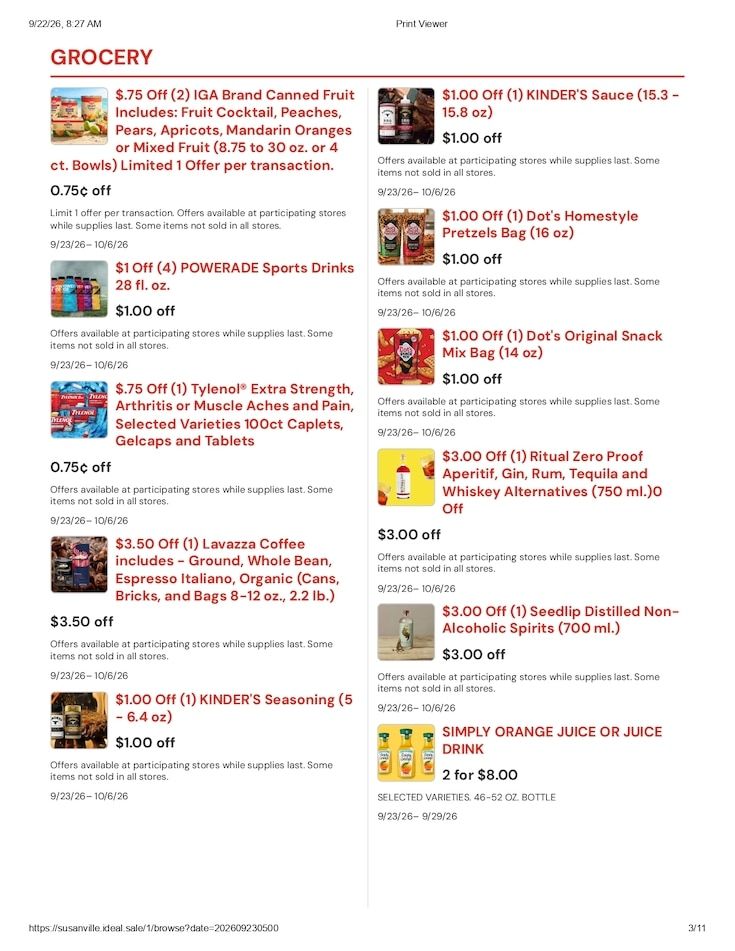 Susanville Supermarket IGA Weekly Ad September 23 - 29, 2026