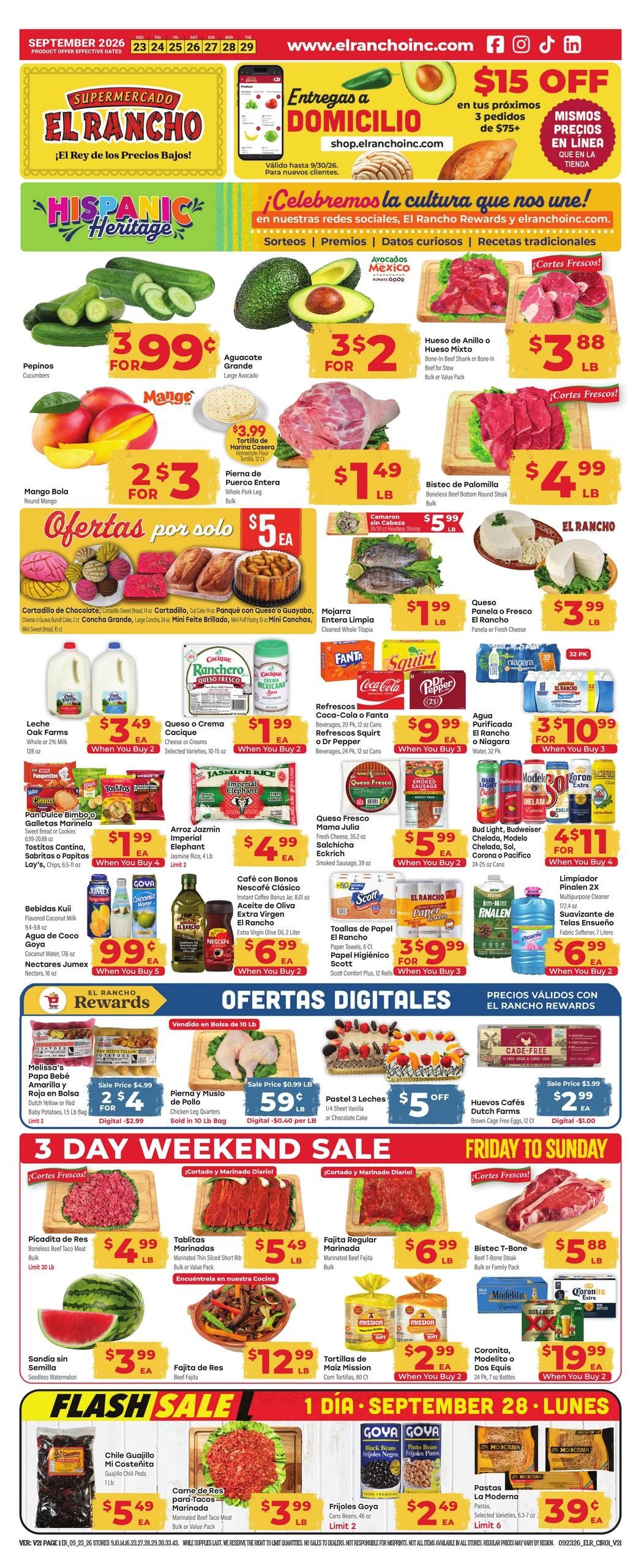 El Rancho Supermercado (Allen Area, TX) Weekly Ad September 23 - 29, 2026