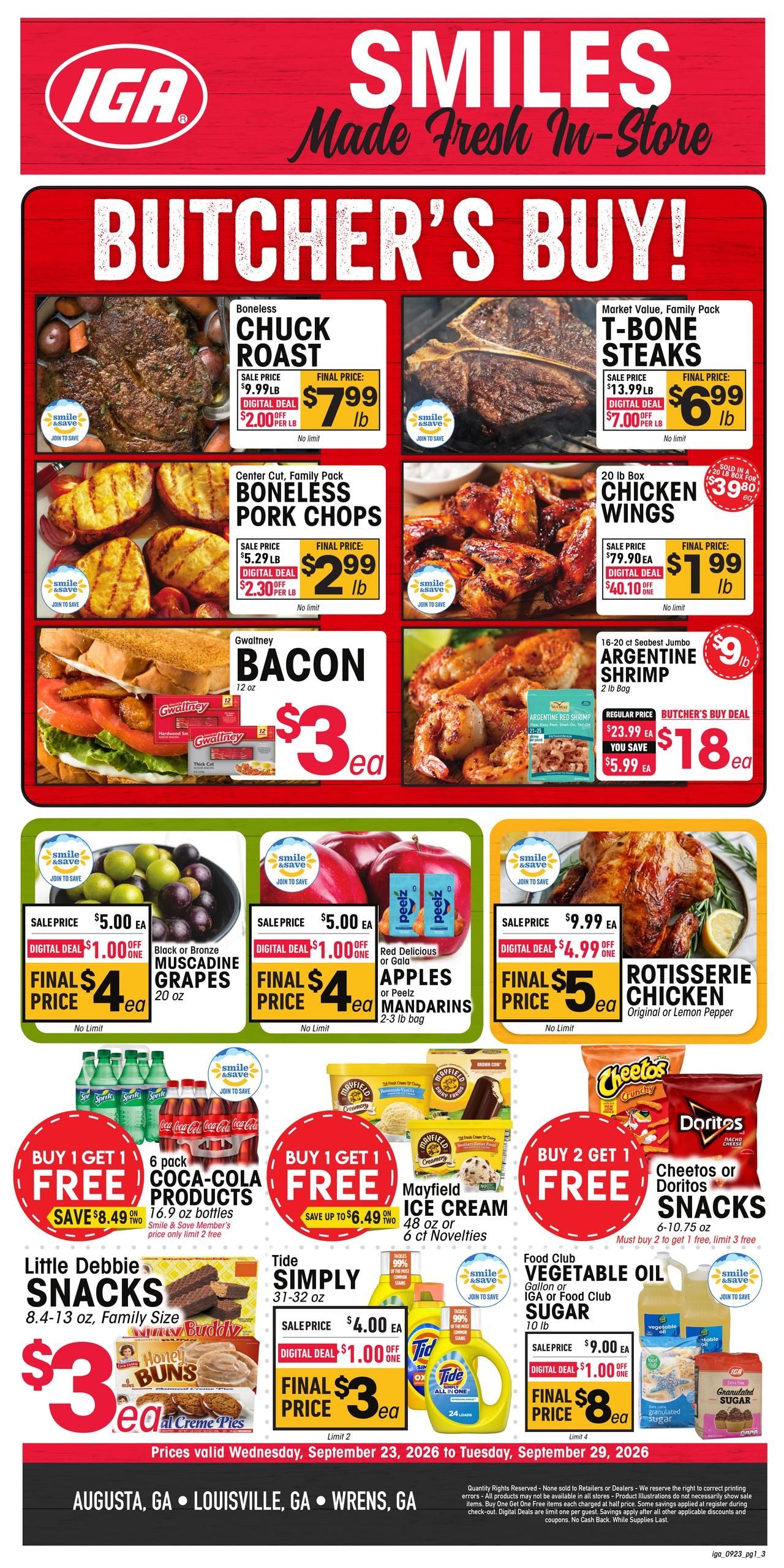 IGA Southeast (Augusta-Macon Area, GA) Weekly Ad September 23 - 29, 2026