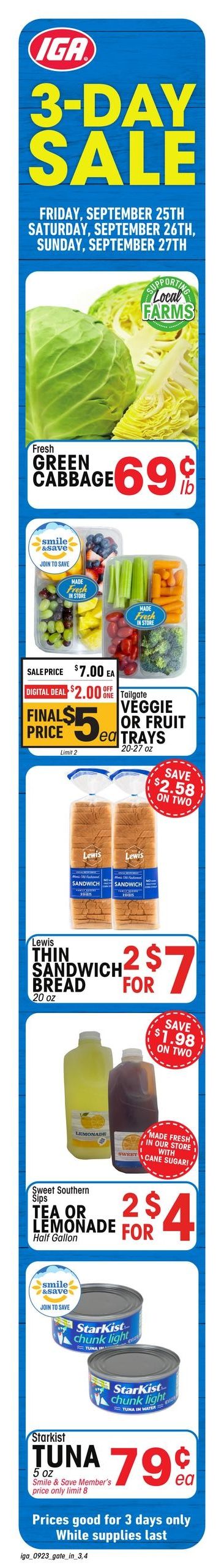 IGA Southeast (Augusta-Macon Area, GA) Weekly Ad September 23 - 29, 2026