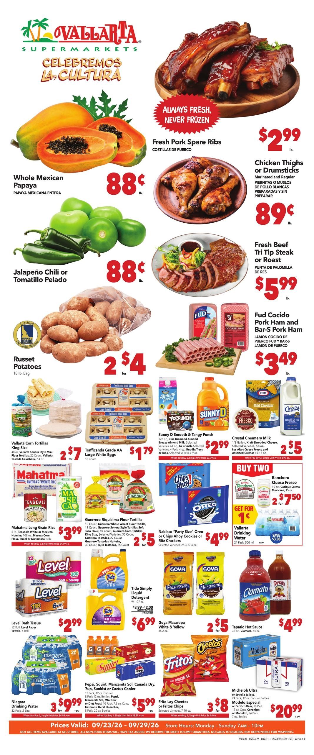 Vallarta Supermarkets (Bakersfield Area, CA) Grocery Savings Weekly Ad September 23 - 29, 2026