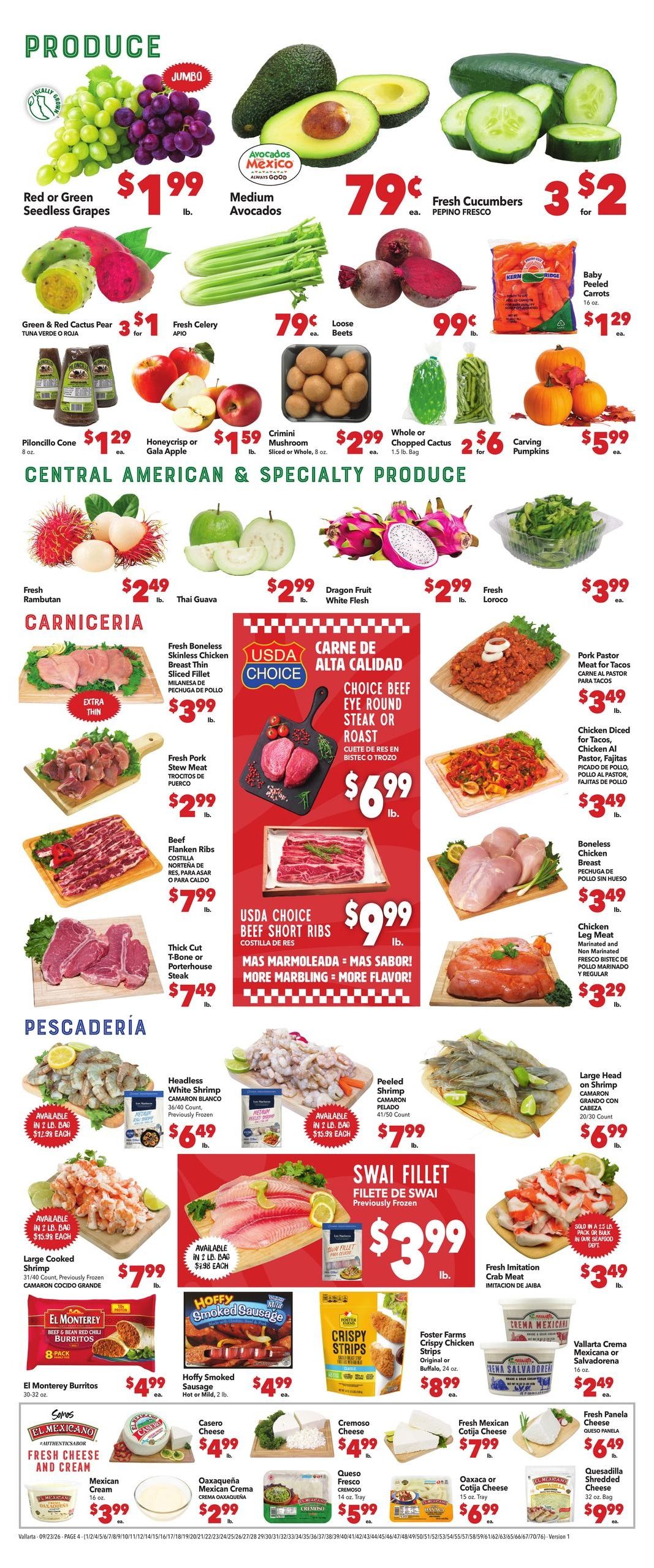 Vallarta Supermarkets (Bakersfield Area, CA) Grocery Savings Weekly Ad September 23 - 29, 2026