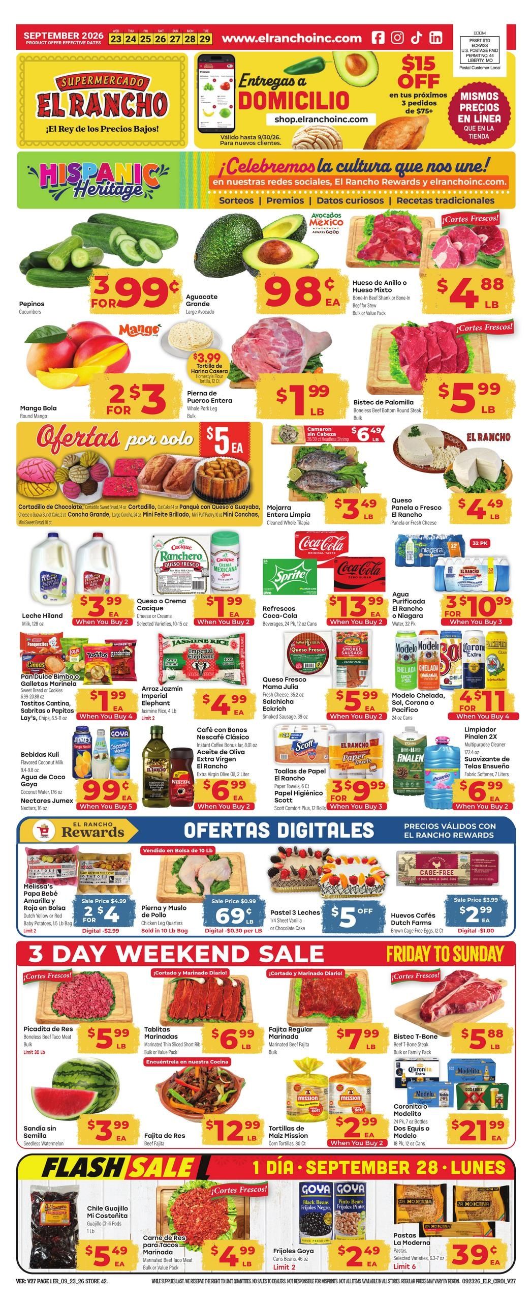 El Rancho Supermercado (Brownsville Area, TX) Weekly Ad September 23 - 29, 2026