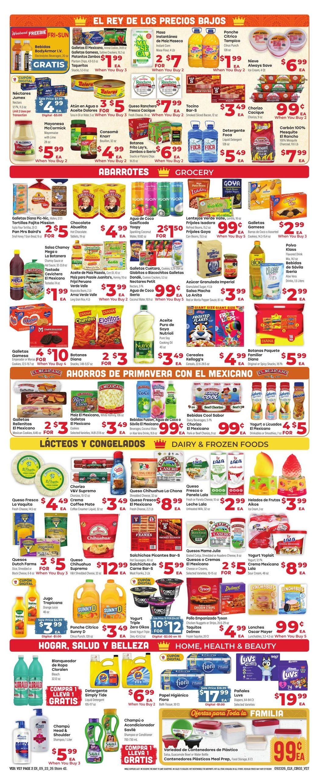 El Rancho Supermercado (Brownsville Area, TX) Weekly Ad September 23 - 29, 2026