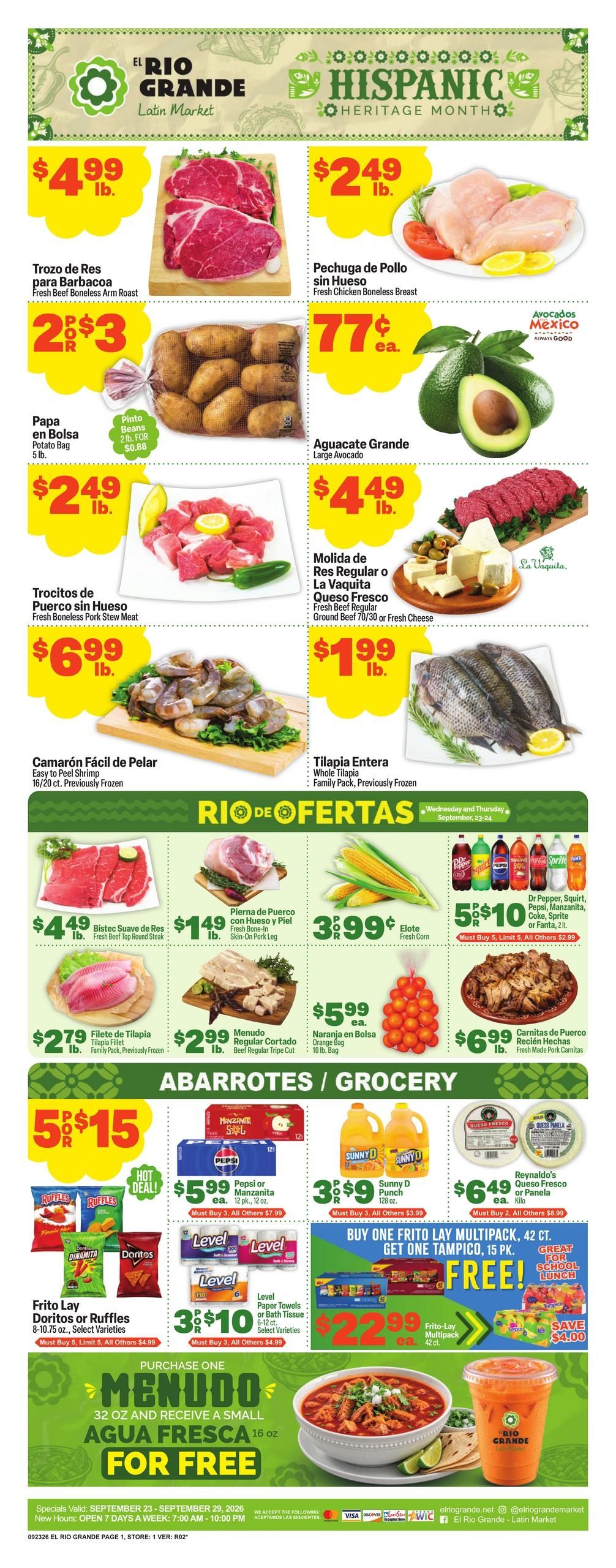 El Rio Grande (Dallas Area, TX) Weekly Ad September 23 - 29, 2026