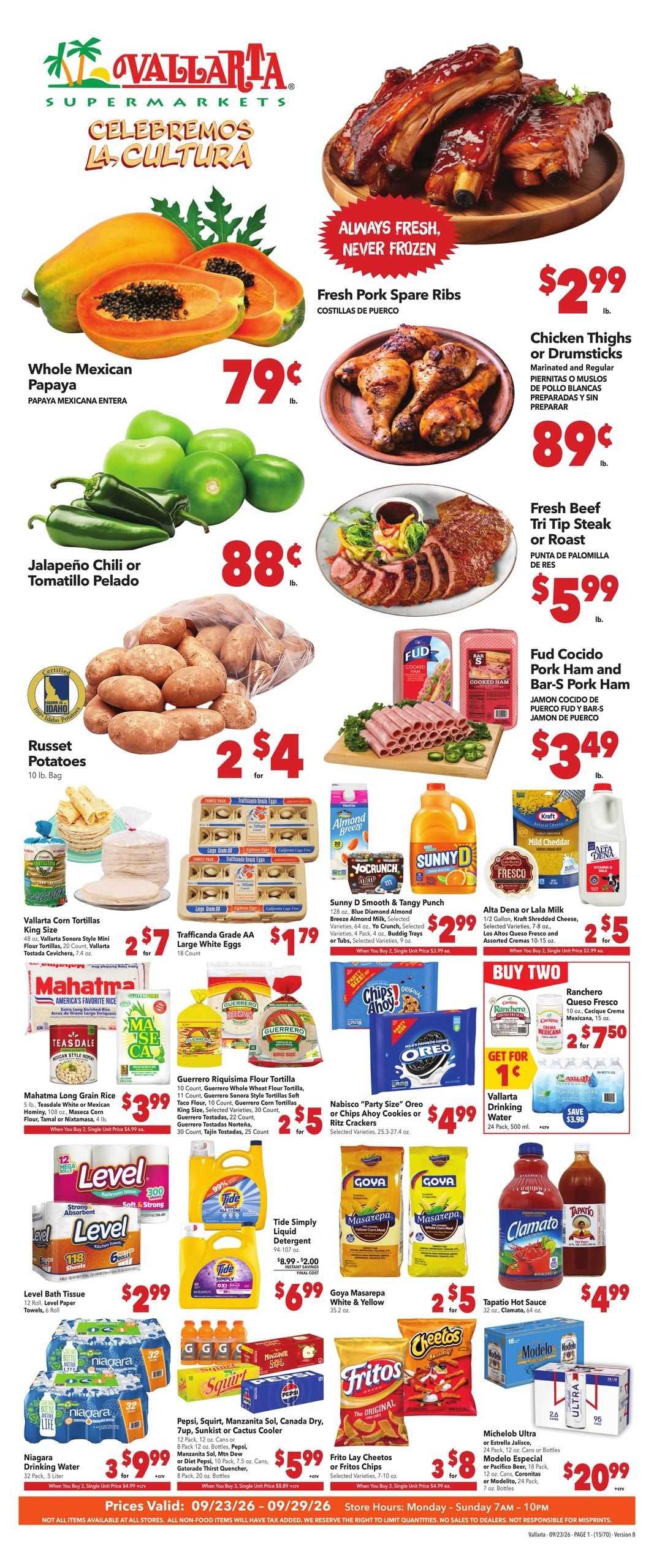 Vallarta Supermarkets (El Monte-West Covina Area, CA) Grocery Savings Weekly Ad September 23 - 29, 2026