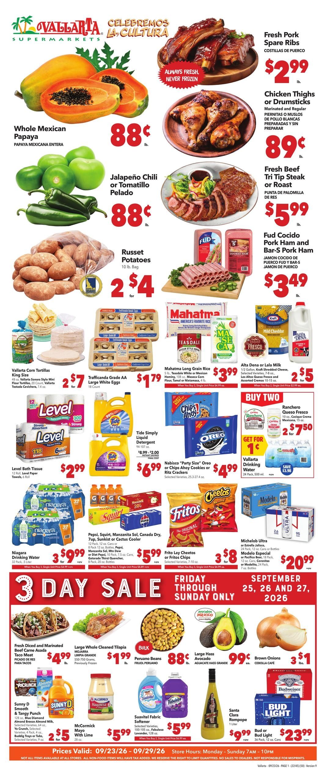 Vallarta Supermarkets (Hesperia-Victorville Area, CA) Grocery Savings Weekly Ad September 23 - 29, 2026
