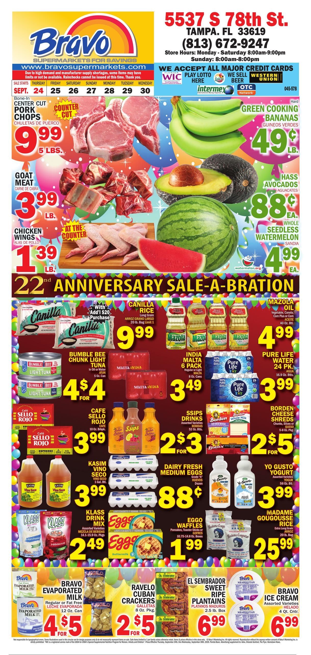 Bravo Supermarket (Saint Petersburg-St. Petersburg Area, FL) Bravo Florida Weekly Weekly Ad September 24 - 30, 2026