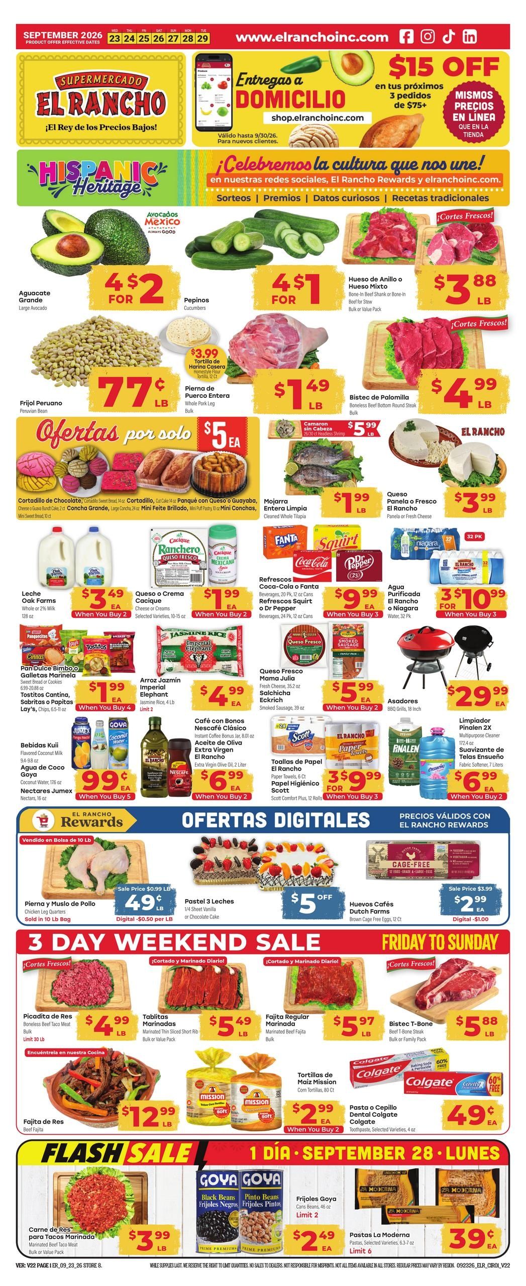 El Rancho Supermercado (Dallas-Mesquite Area, TX) Weekly Ad September 23 - 29, 2026