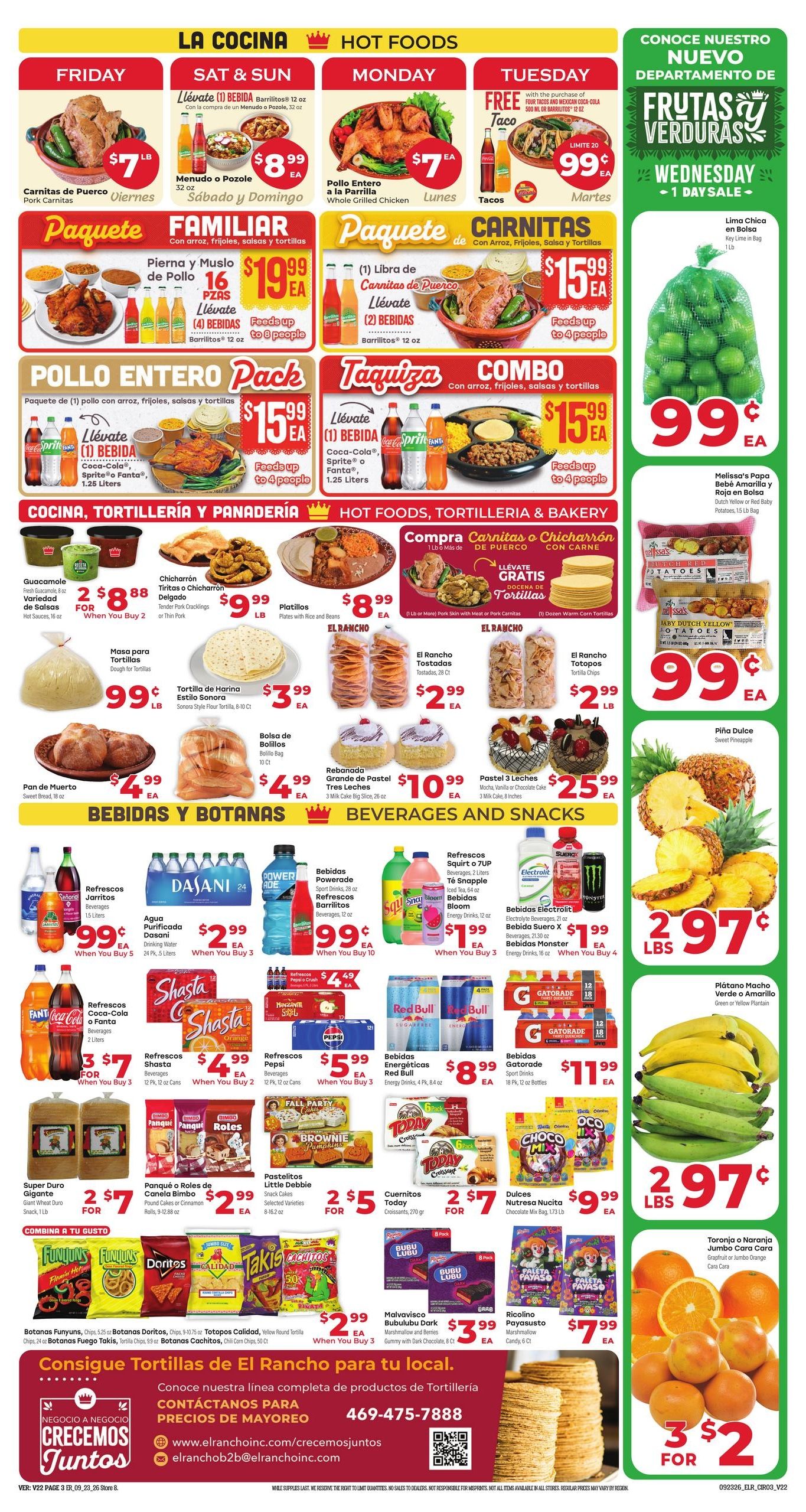 El Rancho Supermercado (Dallas-Mesquite Area, TX) Weekly Ad September 23 - 29, 2026