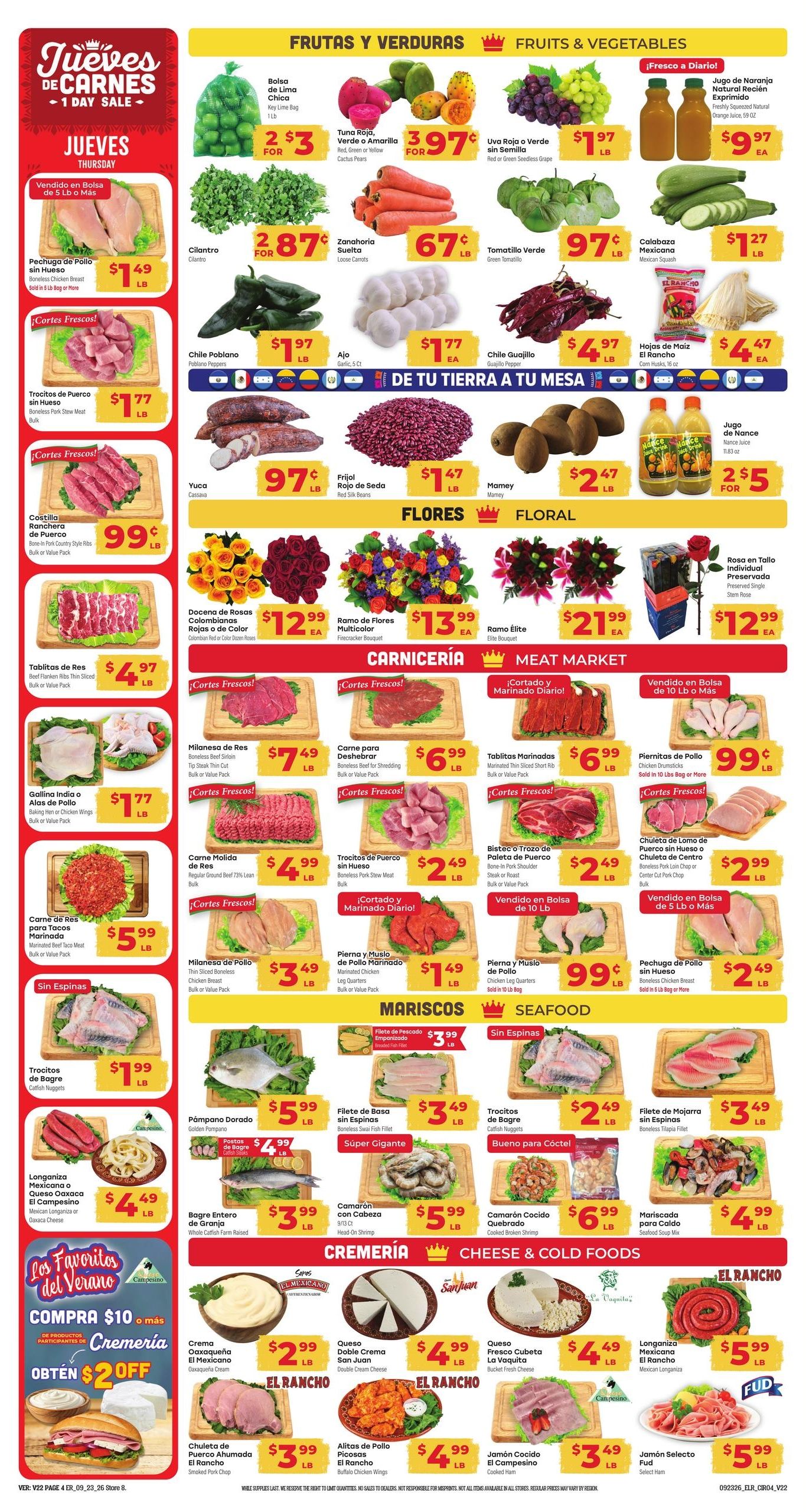 El Rancho Supermercado (Dallas-Mesquite Area, TX) Weekly Ad September 23 - 29, 2026