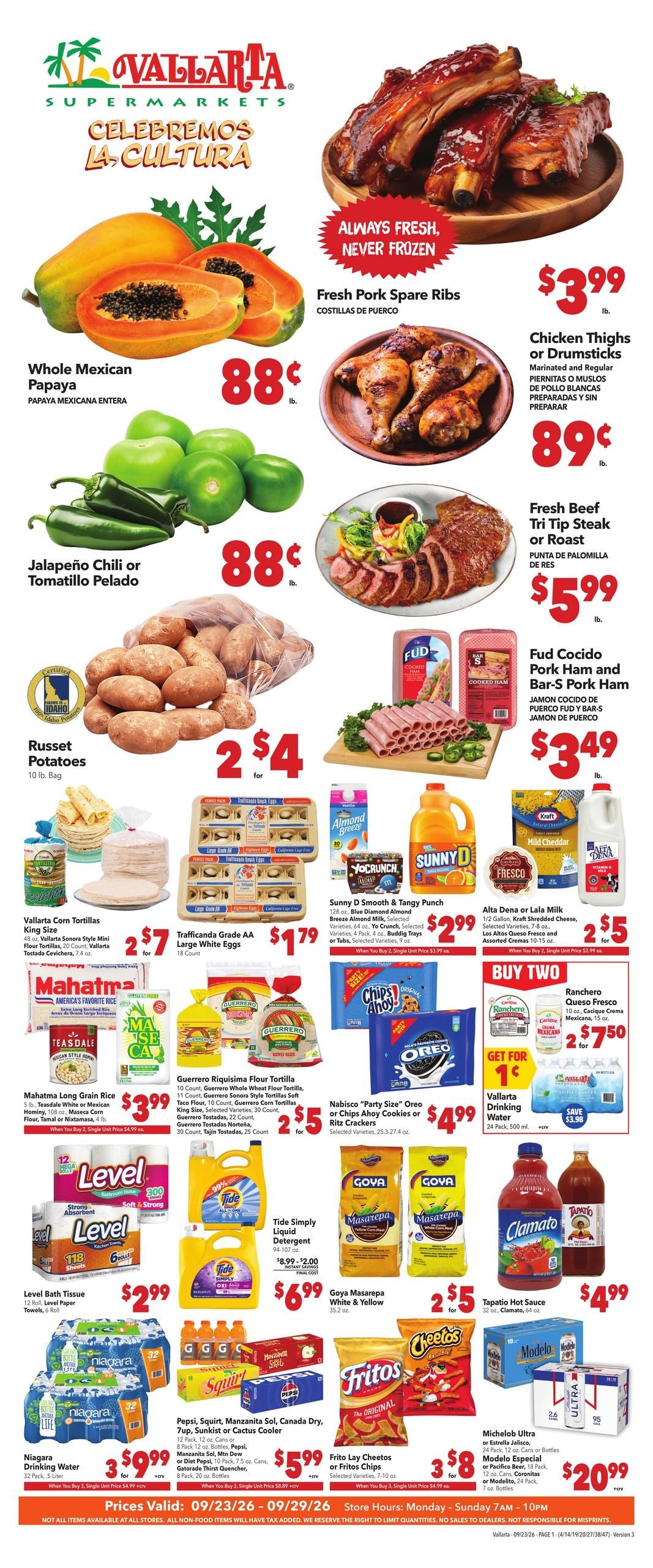 Vallarta Supermarkets (Lancaster Area, CA) Grocery Savings Weekly Ad September 23 - 29, 2026