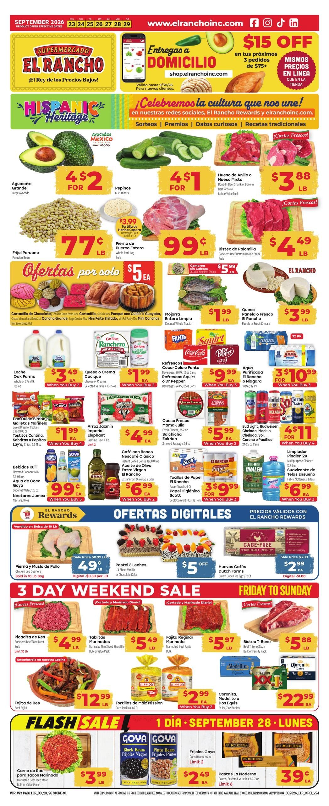 El Rancho Supermercado (Irving Area, TX) Weekly Ad September 23 - 29, 2026