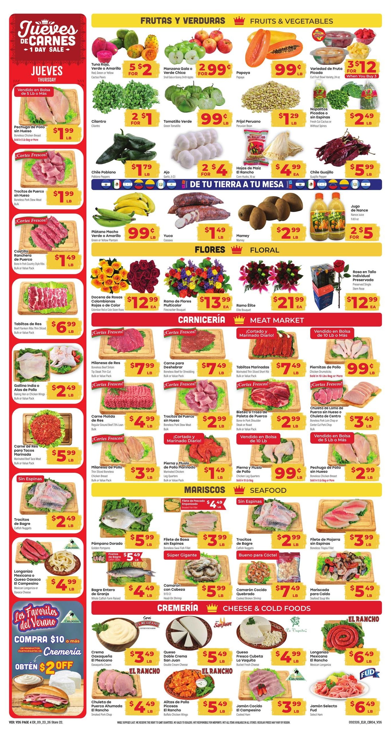 El Rancho Supermercado (Odessa Area, TX) Weekly Ad September 23 - 29, 2026