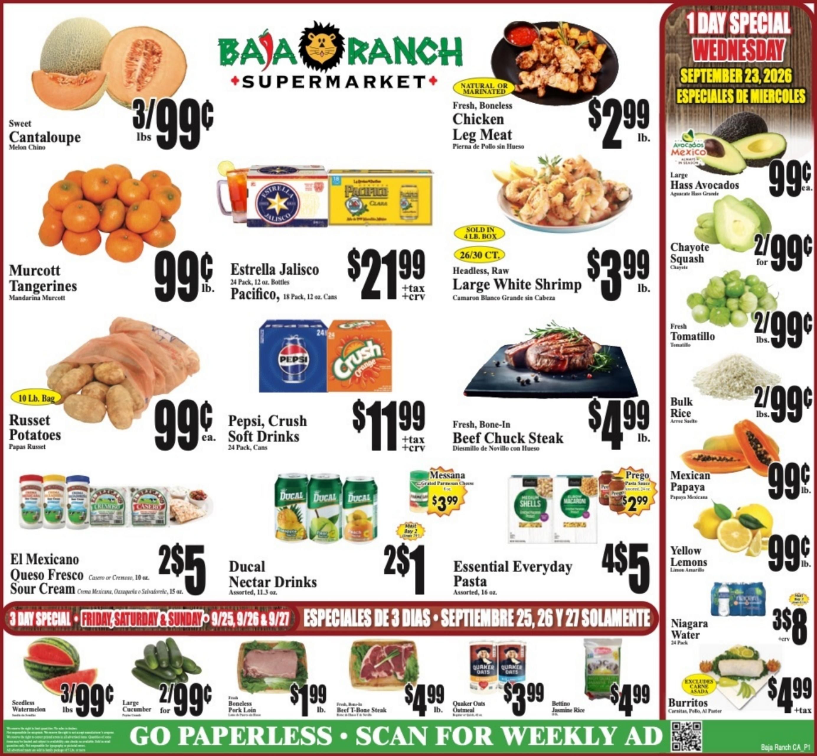 Baja Ranch Supermarket Weekly Ad September 23 - 29, 2026