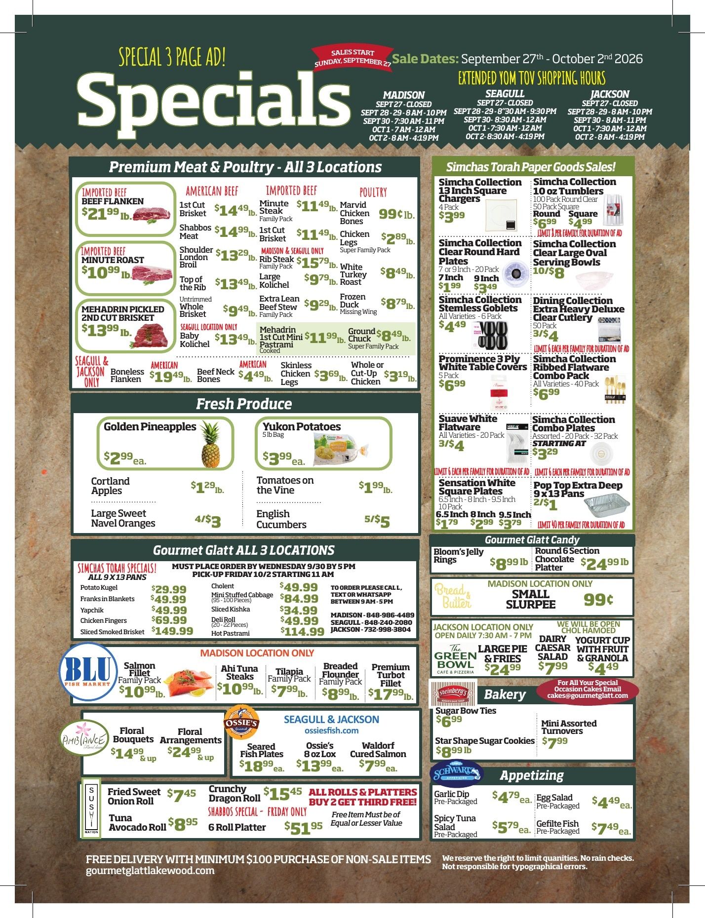 Gourmet Glatt (New Jersey) Weekly Ad September 26 - October 2, 2026