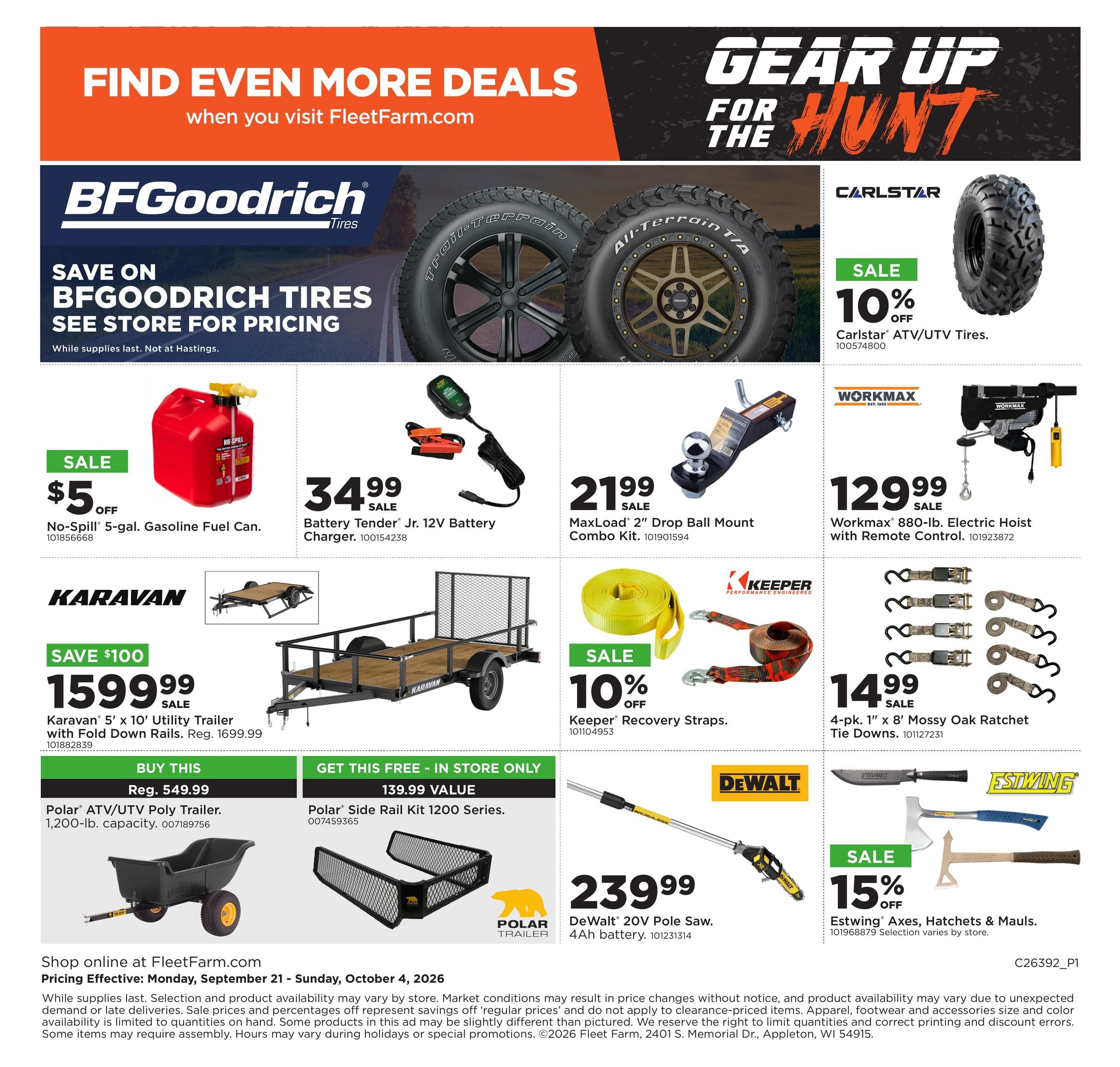 Fleet Farm Gear Up for the Hunt Weekly Ad September 21 - October 4, 2026