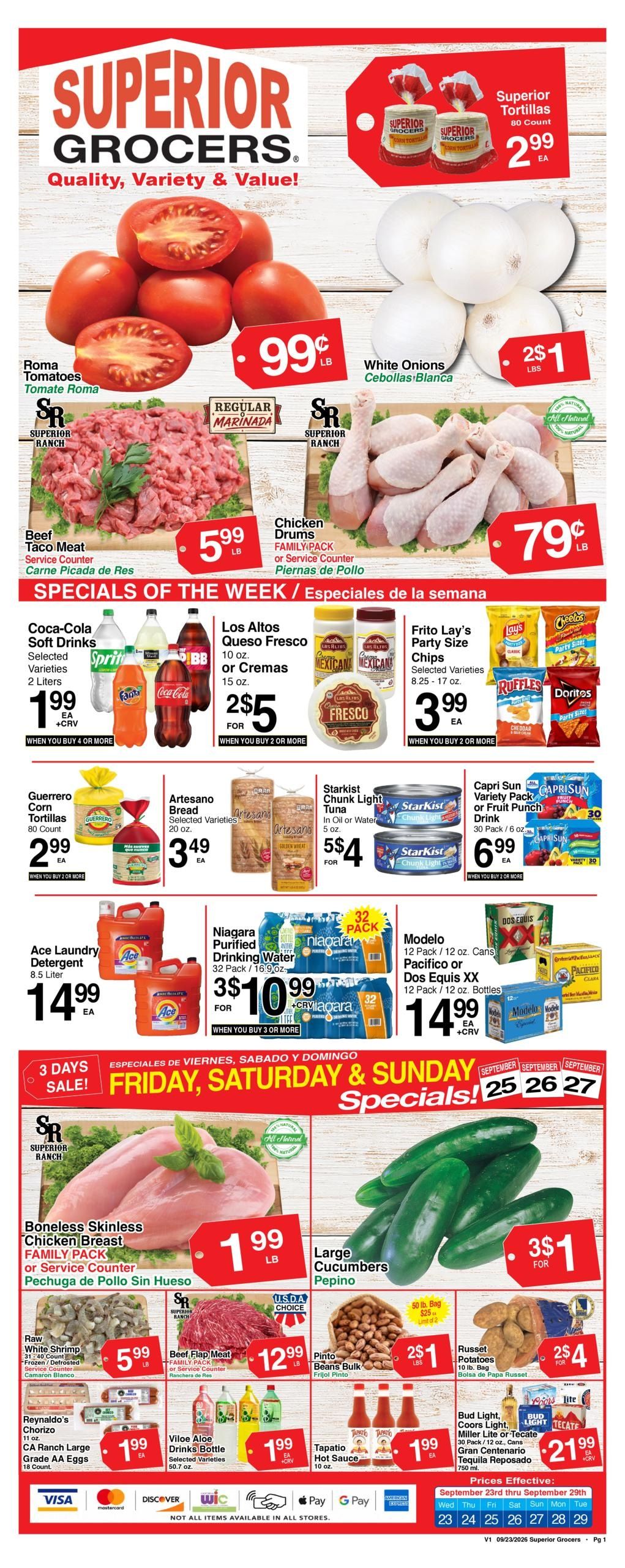 Superior Grocers (Alhambra Area, CA) Weekly Specials Weekly Ad September 23 - 29, 2026