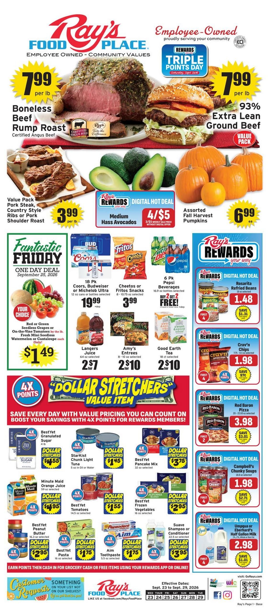 Ray's Food Place (Coos Bay-Grants Pass Area, OR) Weekly Ad September 23 - 29, 2026