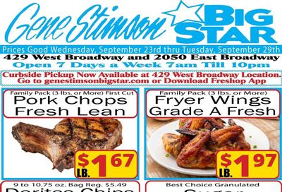 Gene Stimson Big Star Weekly Ad September 23 - 29, 2026