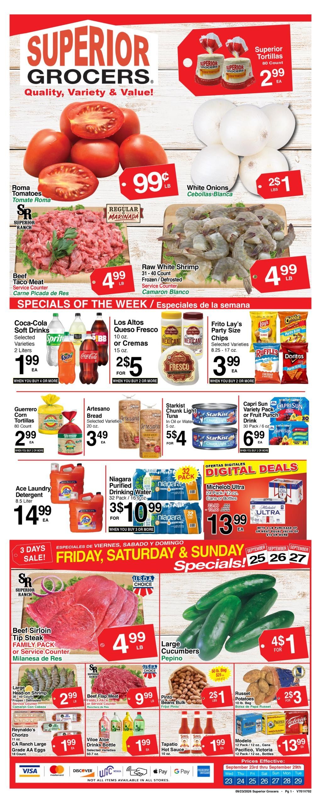 Superior Grocers (Henderson Area, NV) Weekly Specials Weekly Ad September 23 - 29, 2026