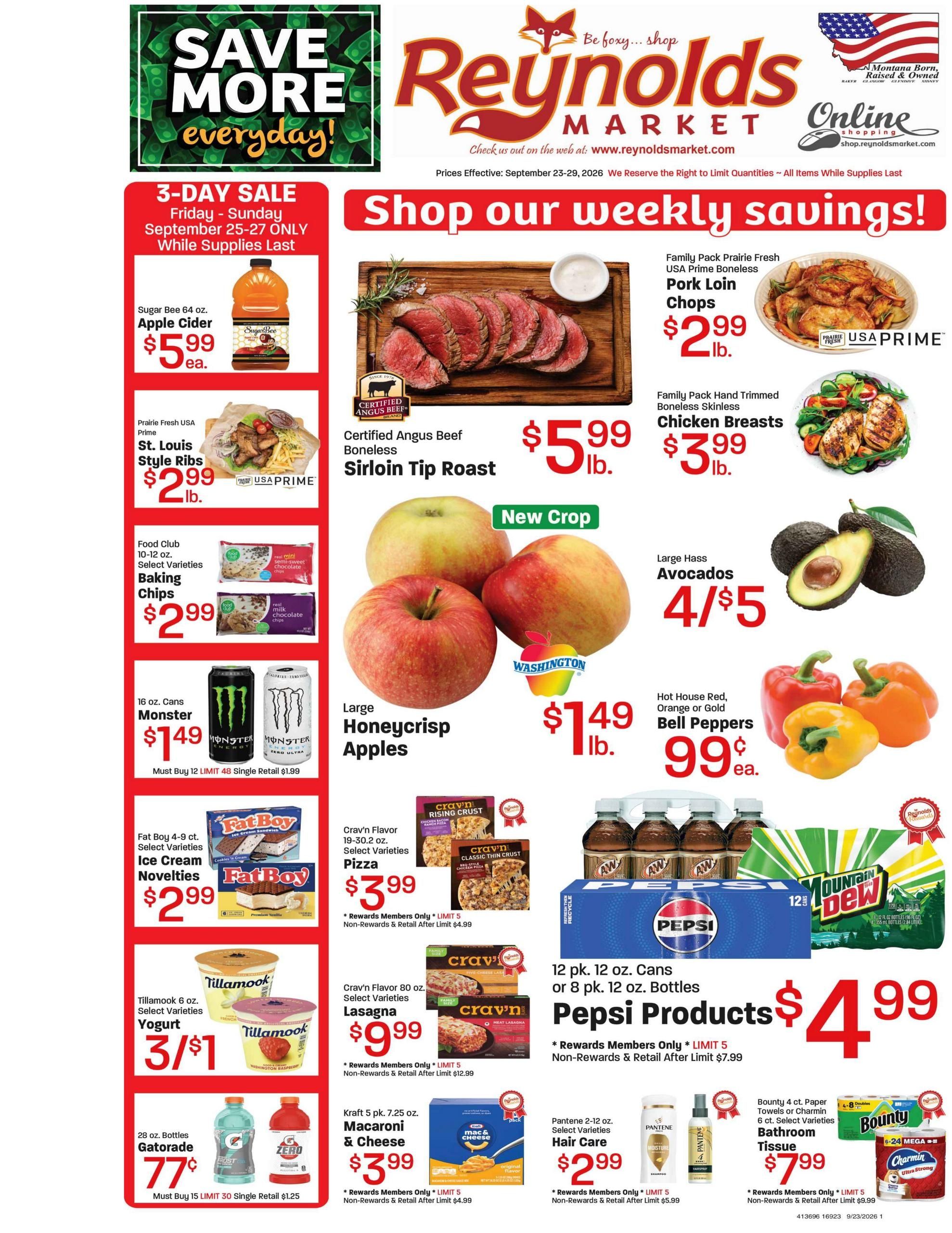 Reynold's Market (Sidney Area, MT) Weekly Ad September 23 - 29, 2026