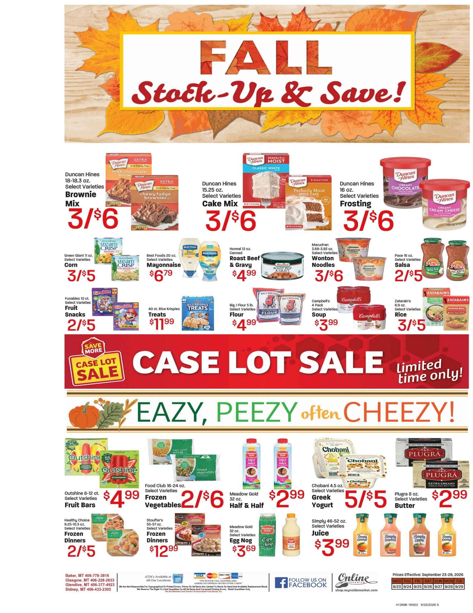 Reynold's Market (Sidney Area, MT) Weekly Ad September 23 - 29, 2026