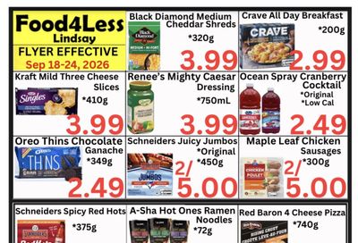 Food 4 Less (Lindsay) Flyer September 18 to 24