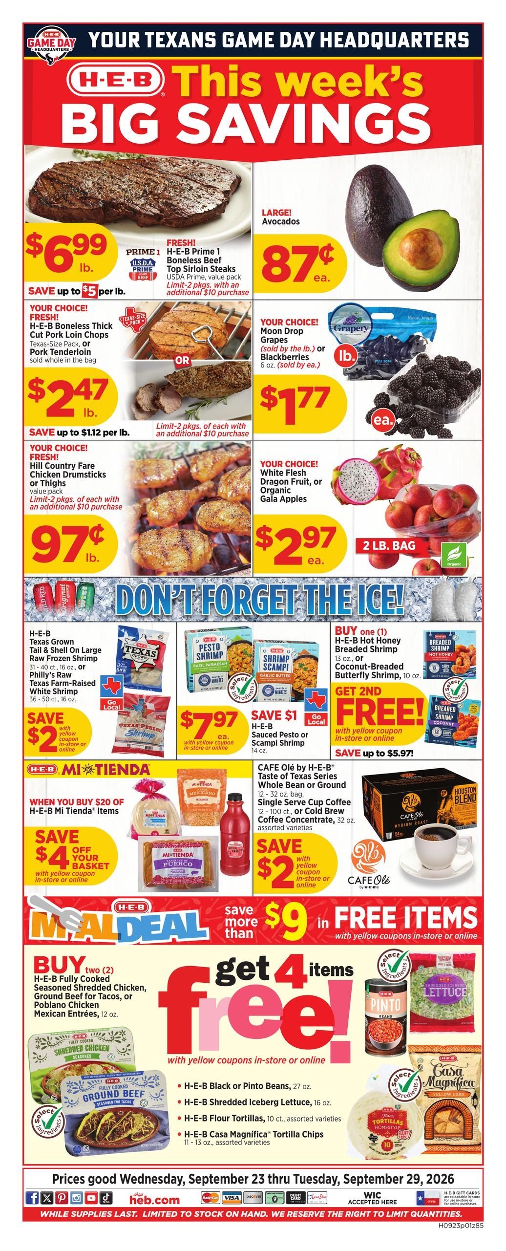 H-E-B (Vinton Area, LA) Weekly Ad September 23 - 29, 2026