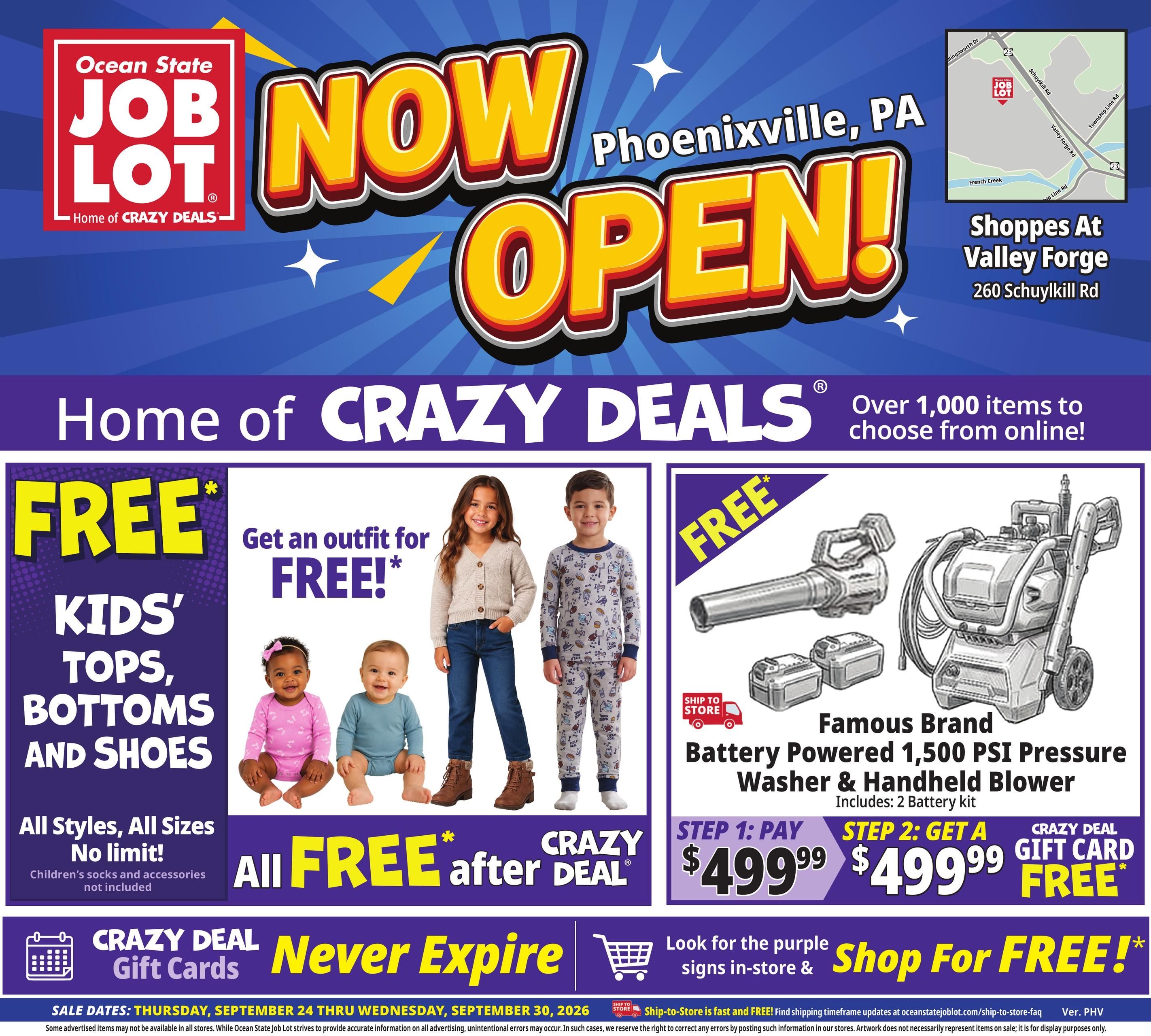Ocean State Job Lot (Haverford-Valley Forge Area, PA) Weekly Ad September 24 - 30, 2026