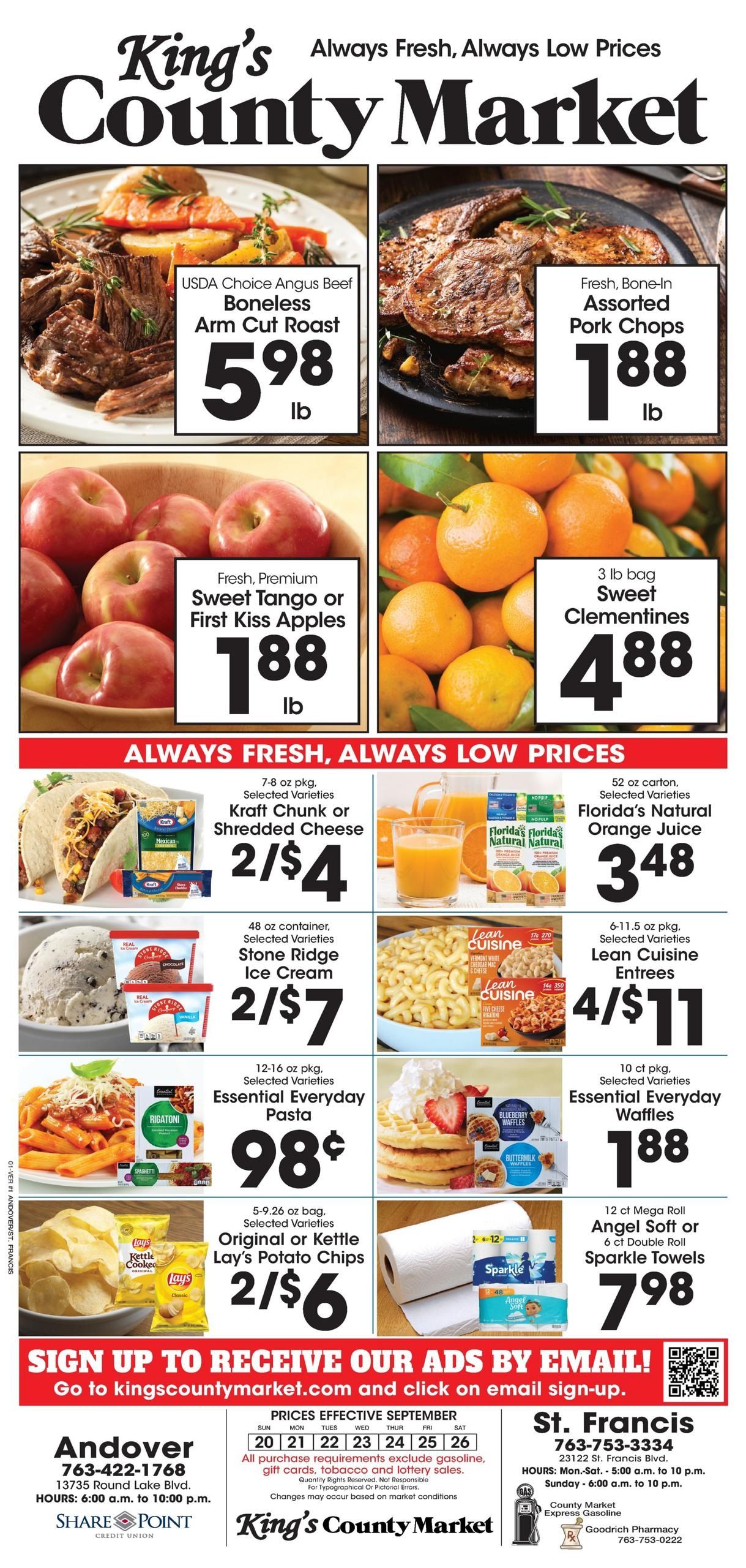King's County Market Weekly Ad September 20 - 26, 2026