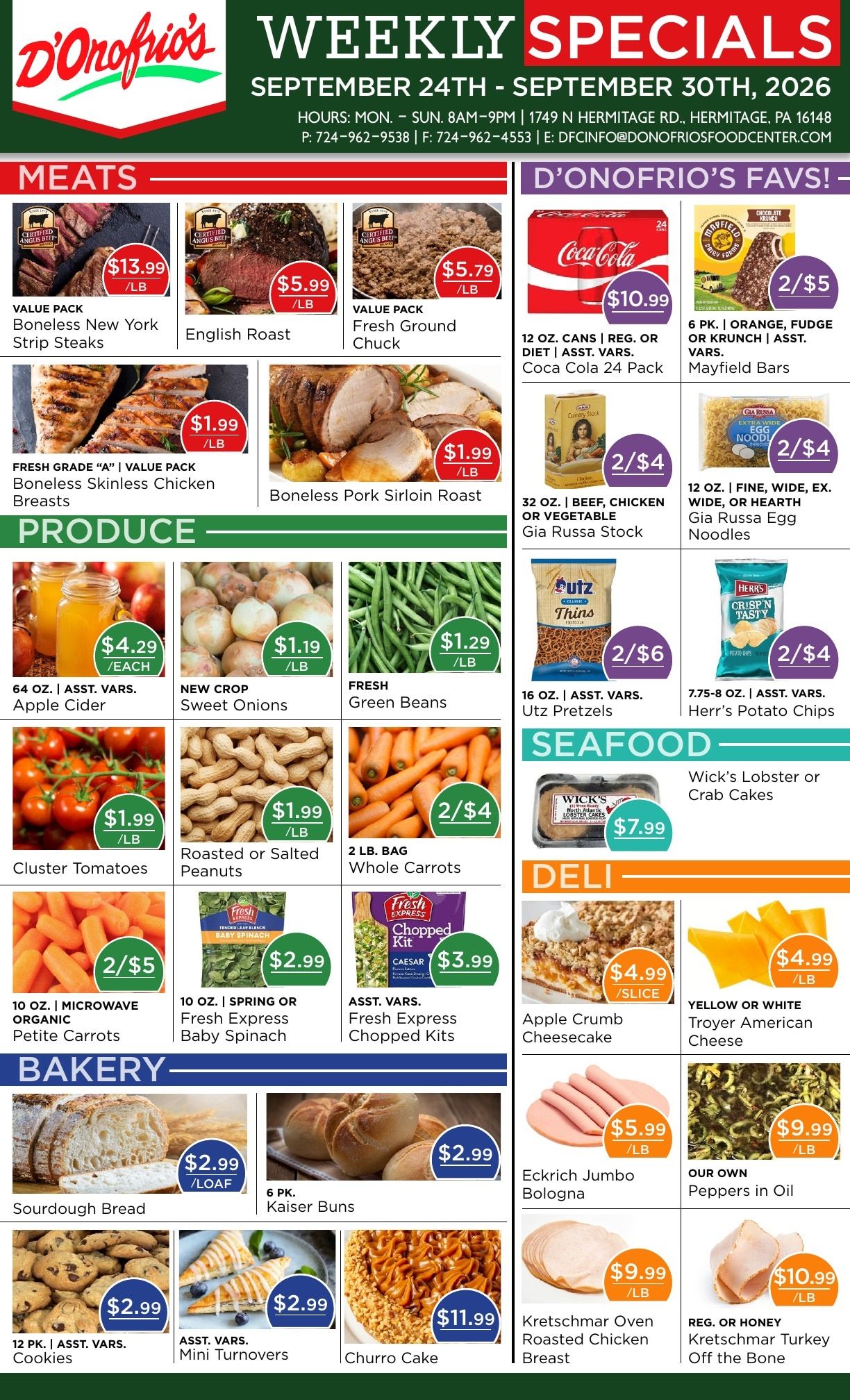 D'Onofrio's Food Center Weekly Ad September 24 - 30, 2026