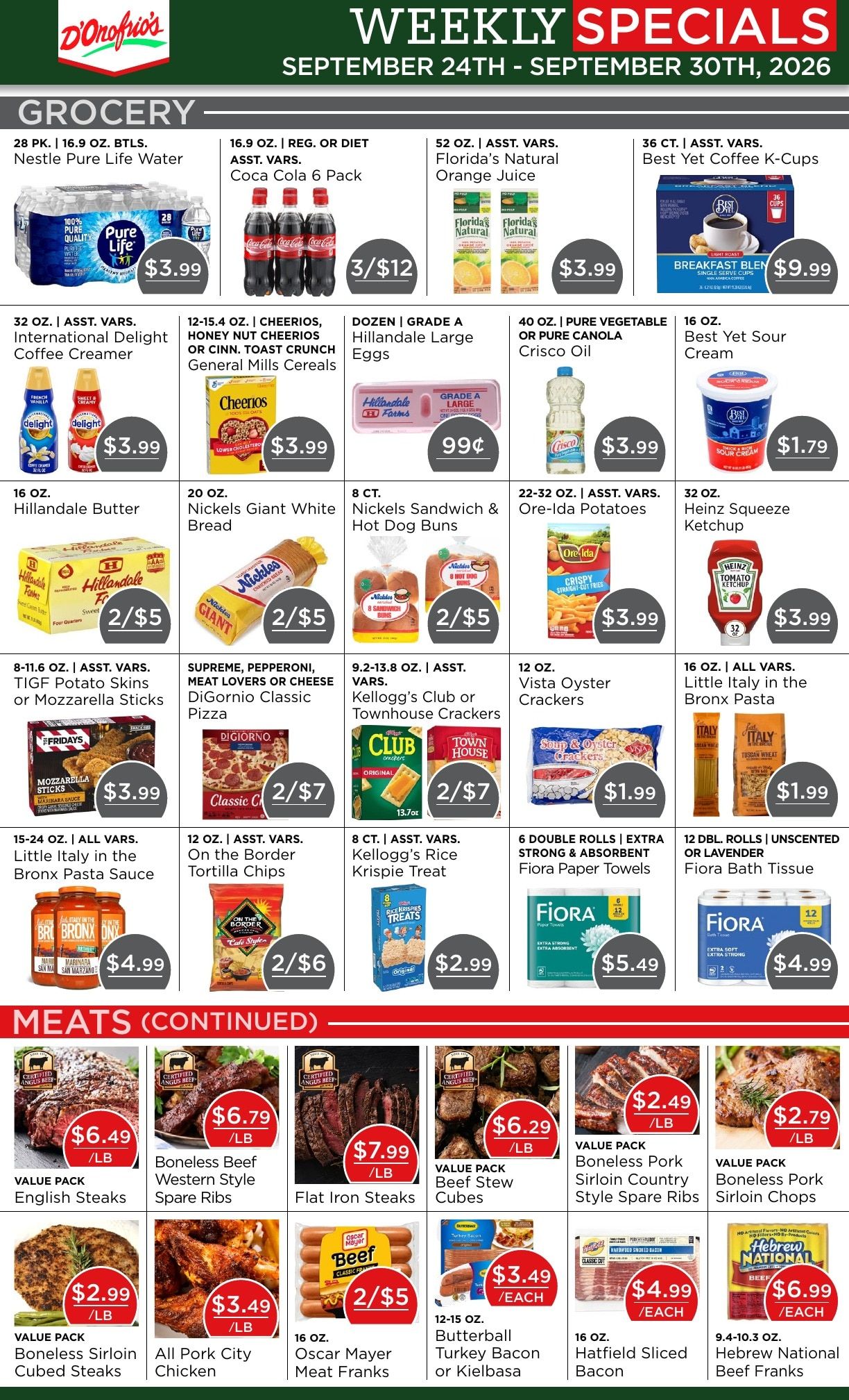 D'Onofrio's Food Center Weekly Ad September 24 - 30, 2026