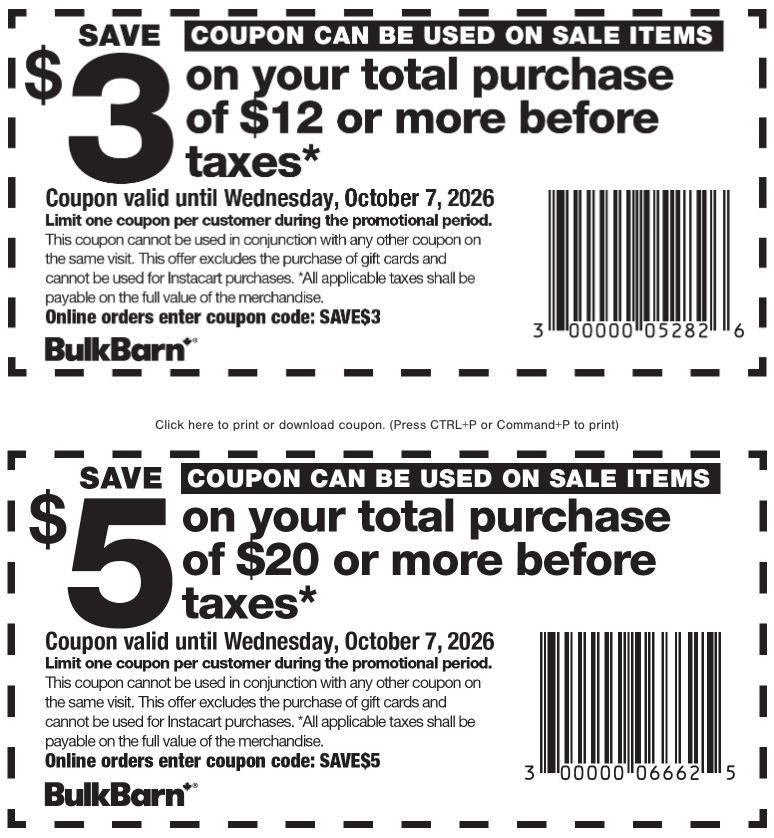 Bulk Barn Canada Coupon: Valid until October 7
