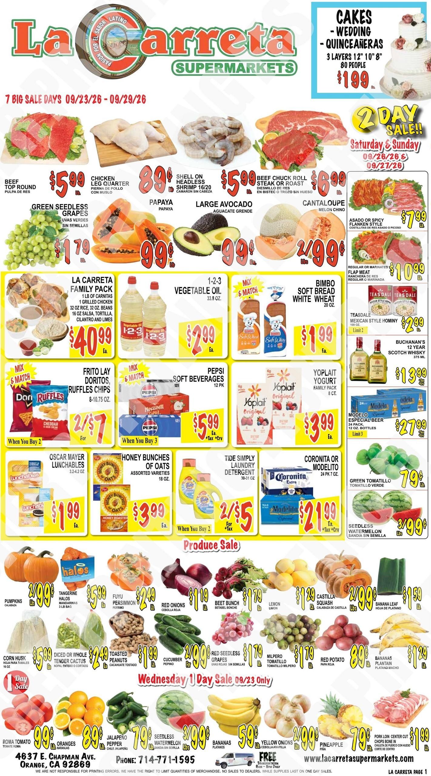 La Carreta Supermarkets Weekly Ad September 23 - 29, 2026