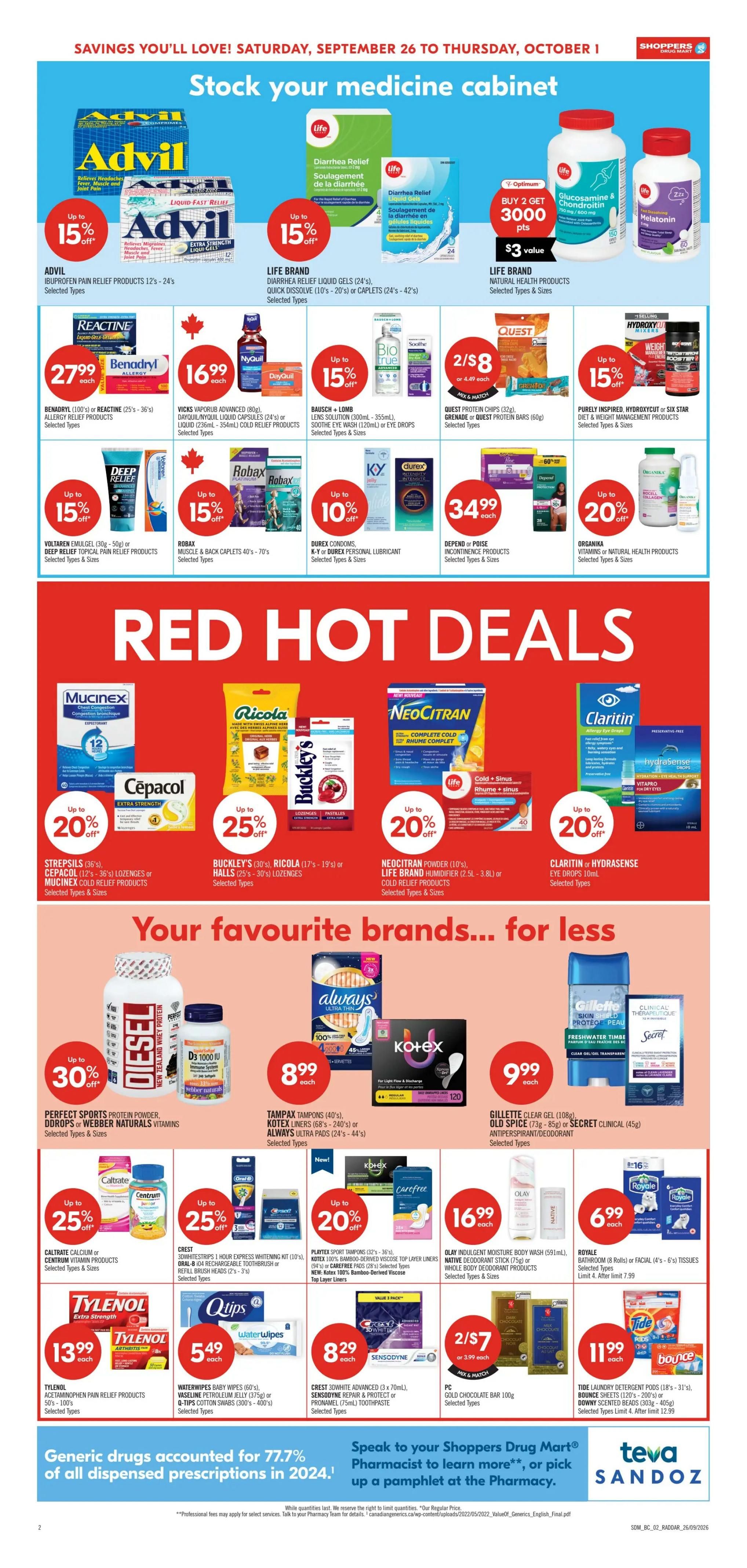 Shoppers Drug Mart (West) Flyer September 26 to October 1
