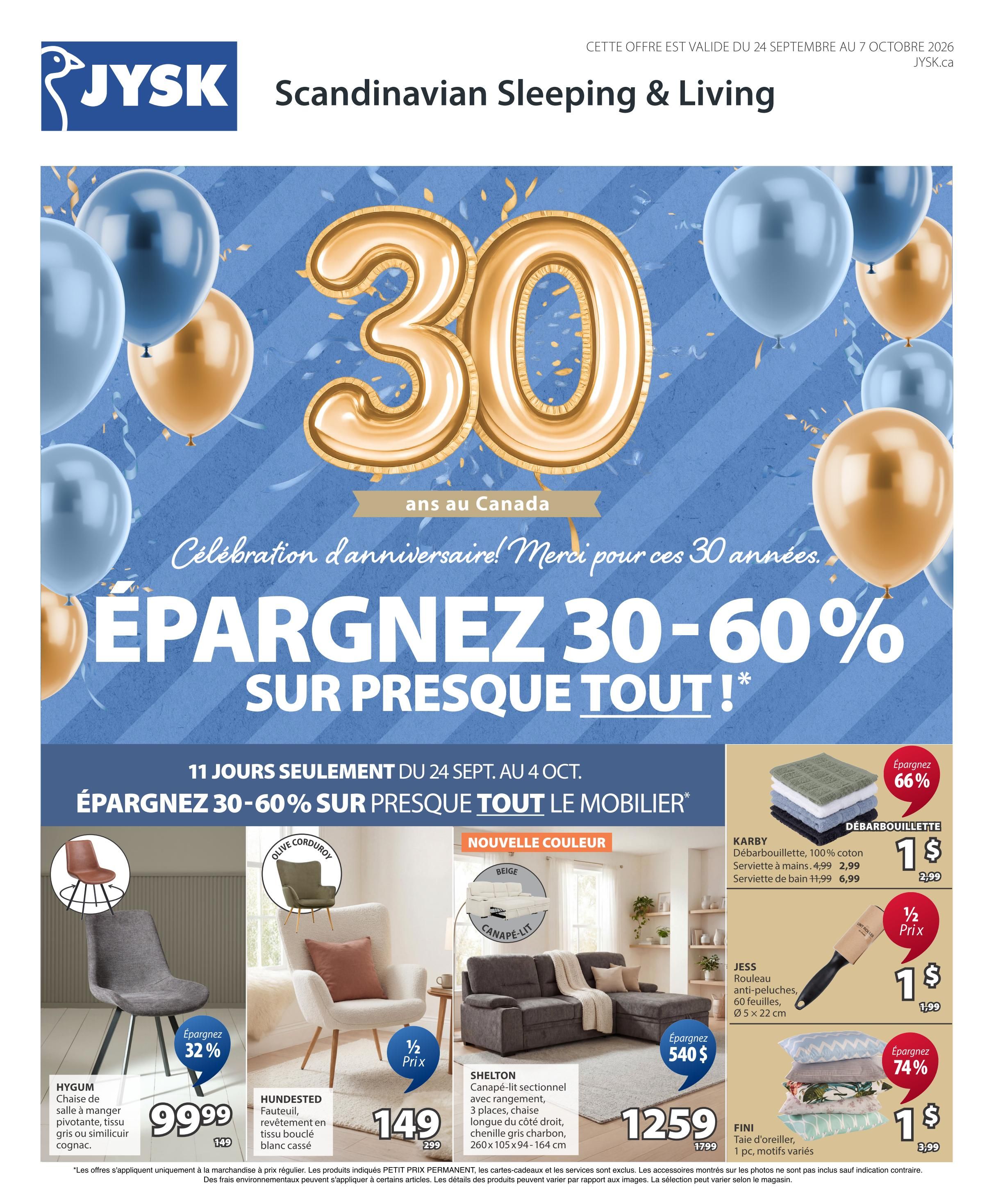 JYSK (QC) Flyer September 24 to October 7