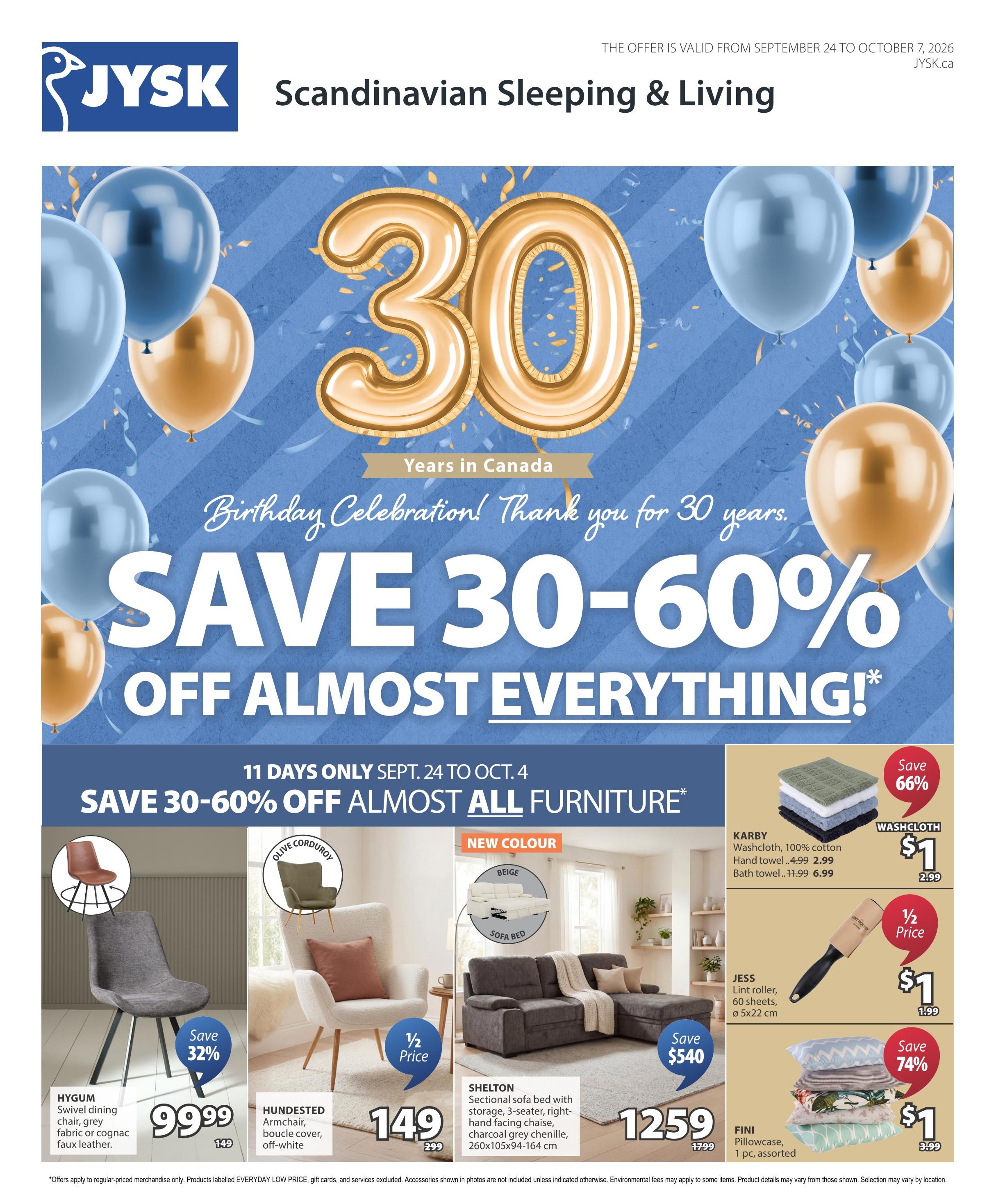 JYSK Flyer September 24 to October 7