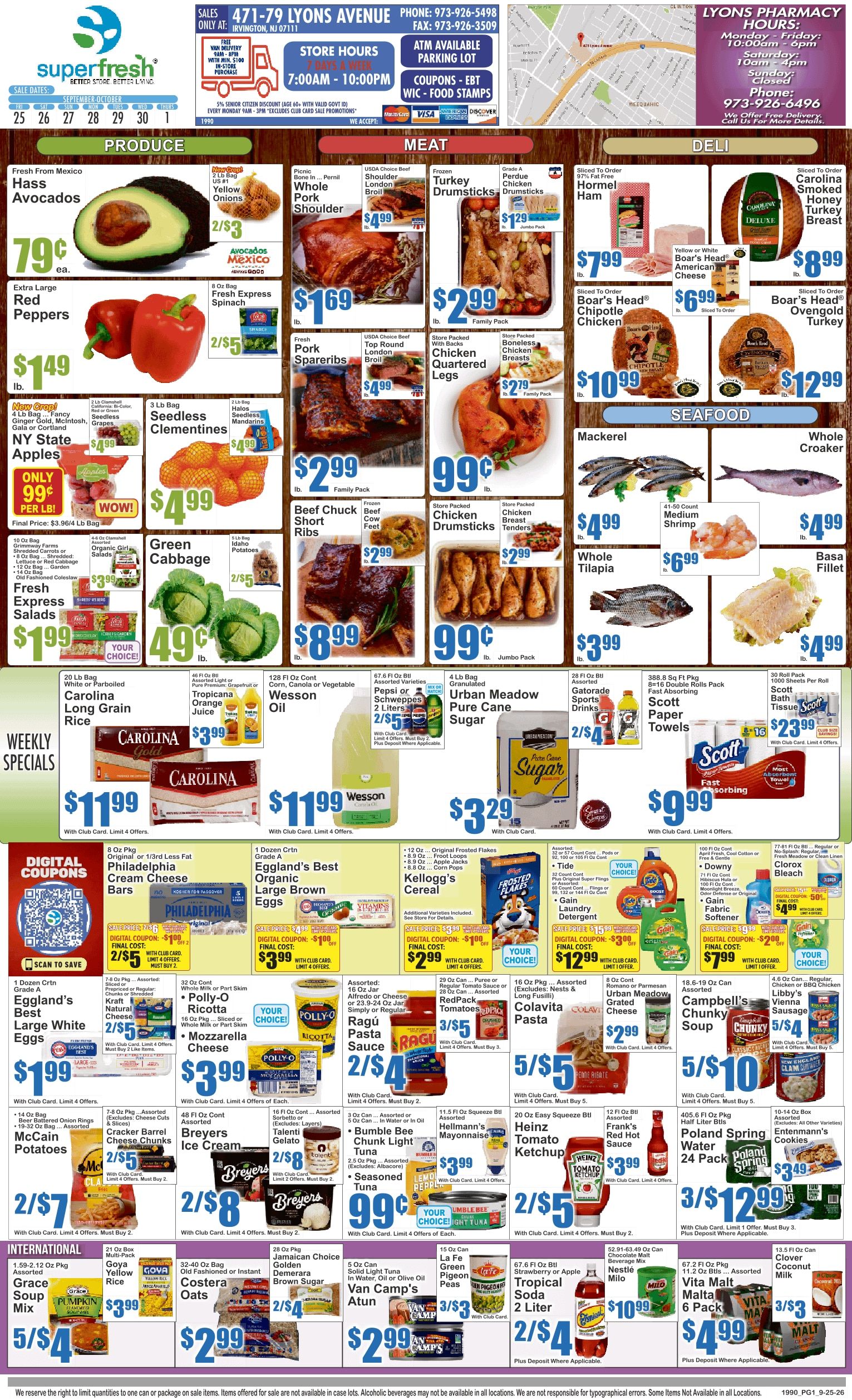 SuperFresh Supermarkets (Irvington, NJ) SuperFresh 09/25 - 10/01 Preview Weekly Ad September 25 - October 1, 2026