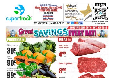 SuperFresh Supermarkets (Miami Gardens, FL) SuperFresh 09/25 - 10/01 Preview Weekly Ad September 25 - October 1, 2026