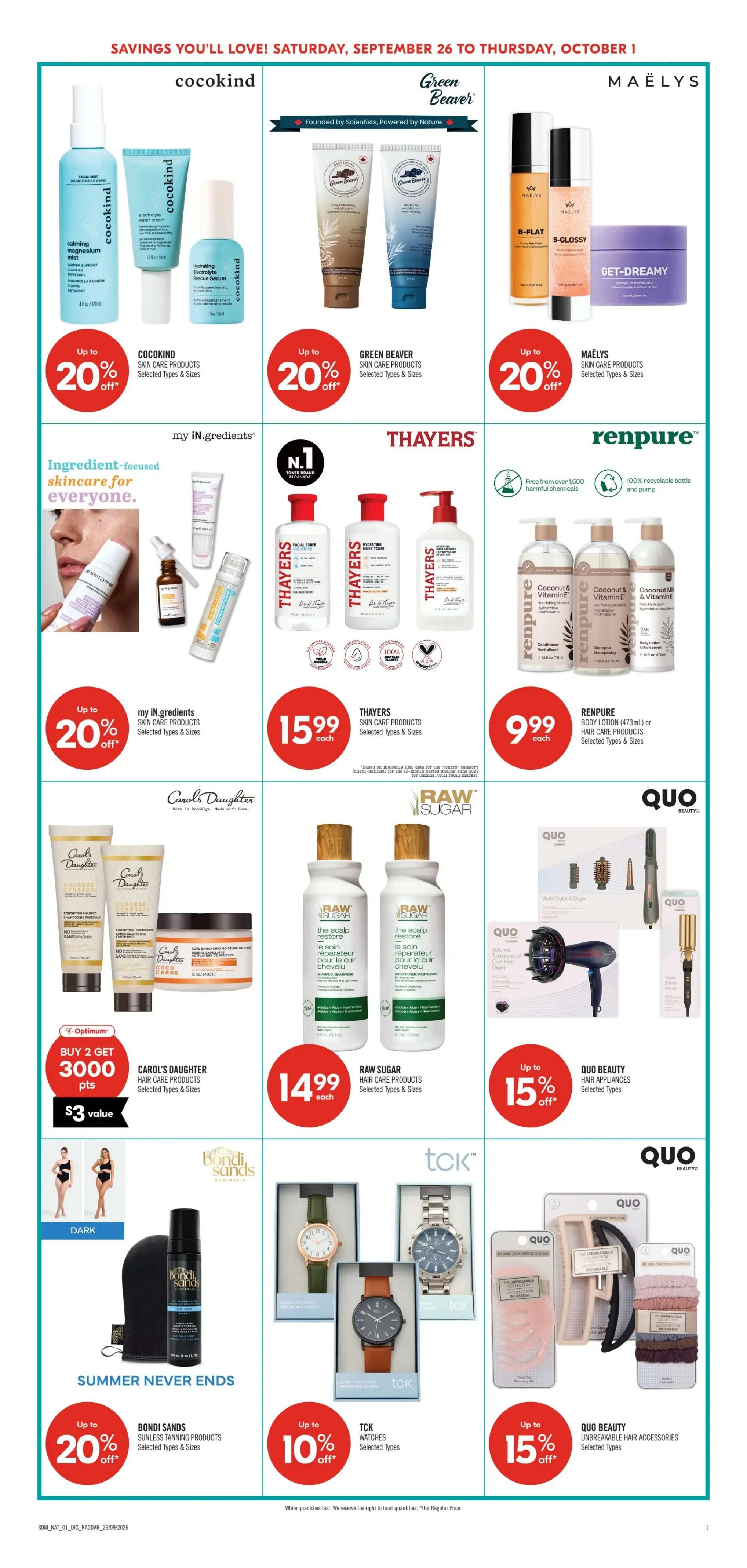 Shoppers Drug Mart (ON) Flyer September 26 to October 1