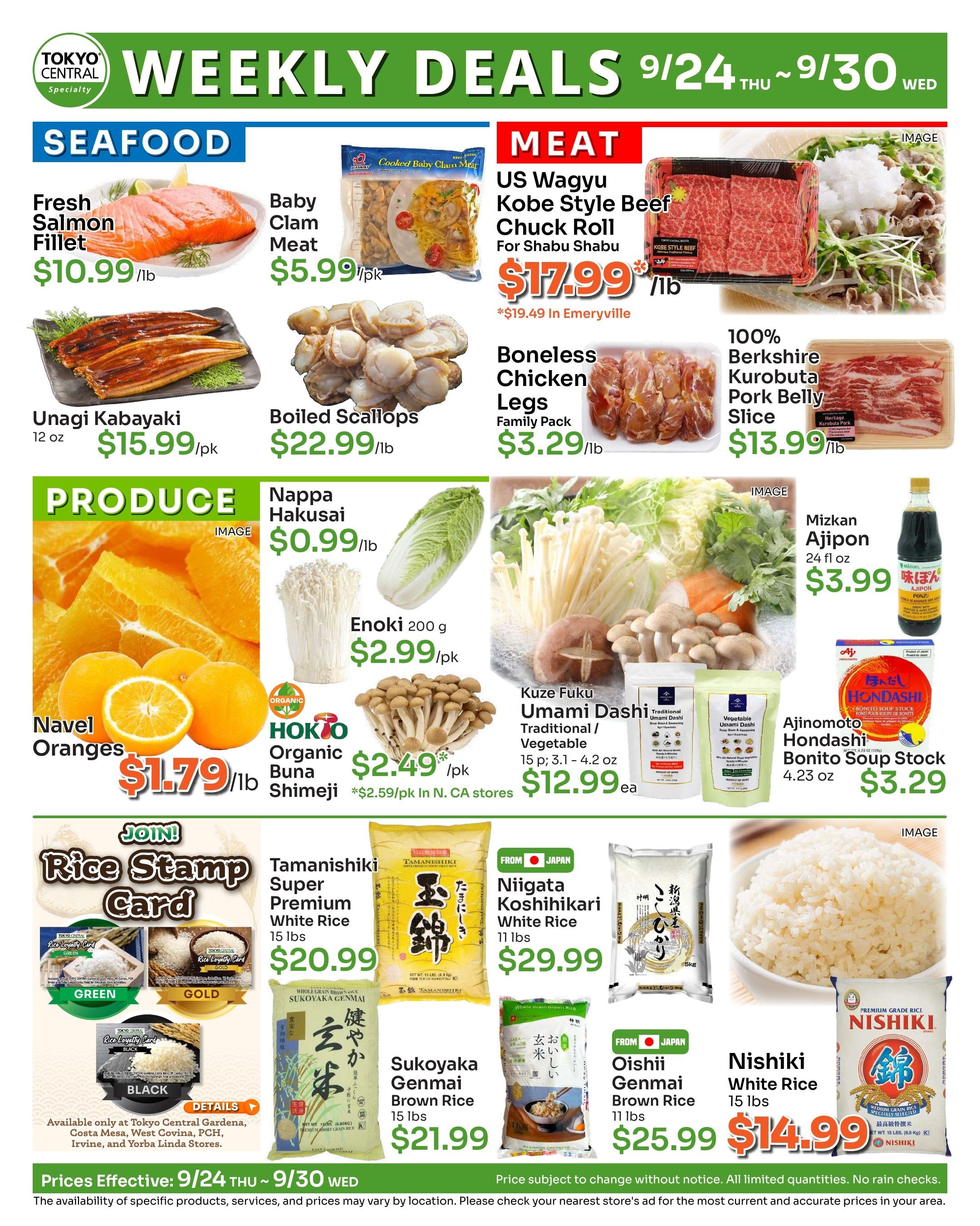 Tokyo Central and Marukai (California) Weekly Ad September 24 - 30, 2026