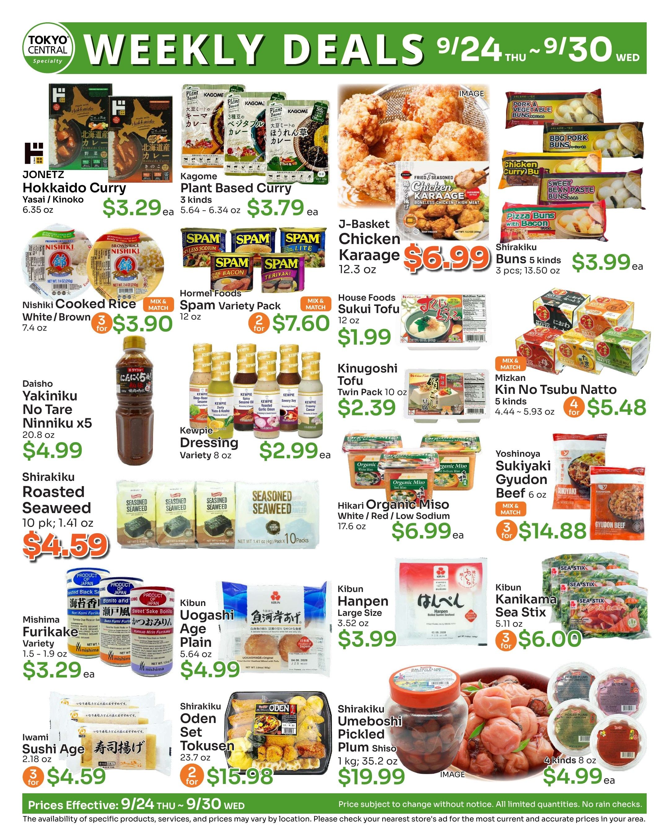 Tokyo Central and Marukai (California) Weekly Ad September 24 - 30, 2026